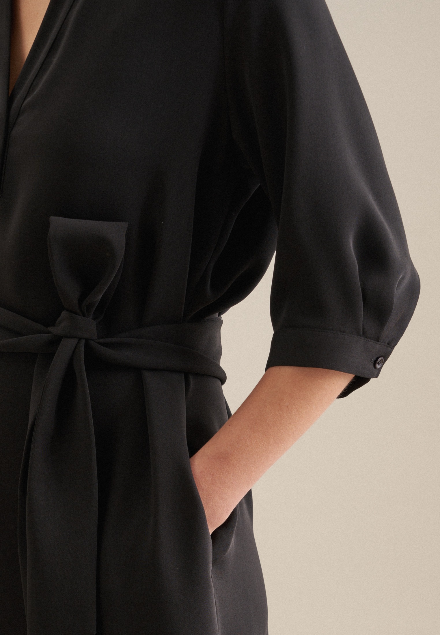 seidensticker Sommerkleid »Schwarze Rose«, 3/4-Arm Kragen Uni