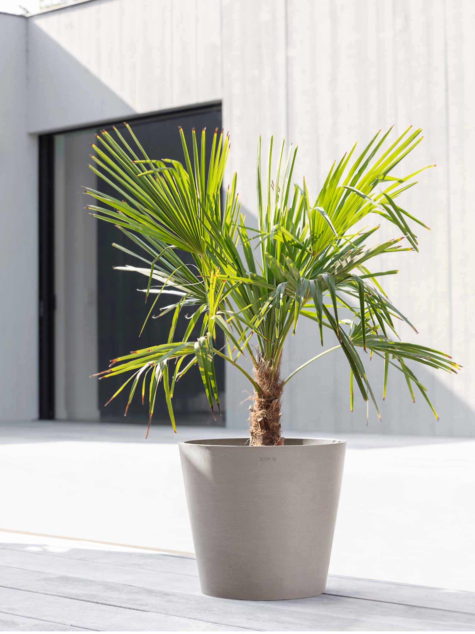 ECOPOTS Blumentopf »Amsterdam 40 + Wassersystem Taupe«, für innen und außen: frostsicher, bruchsicher und lichtbeständig