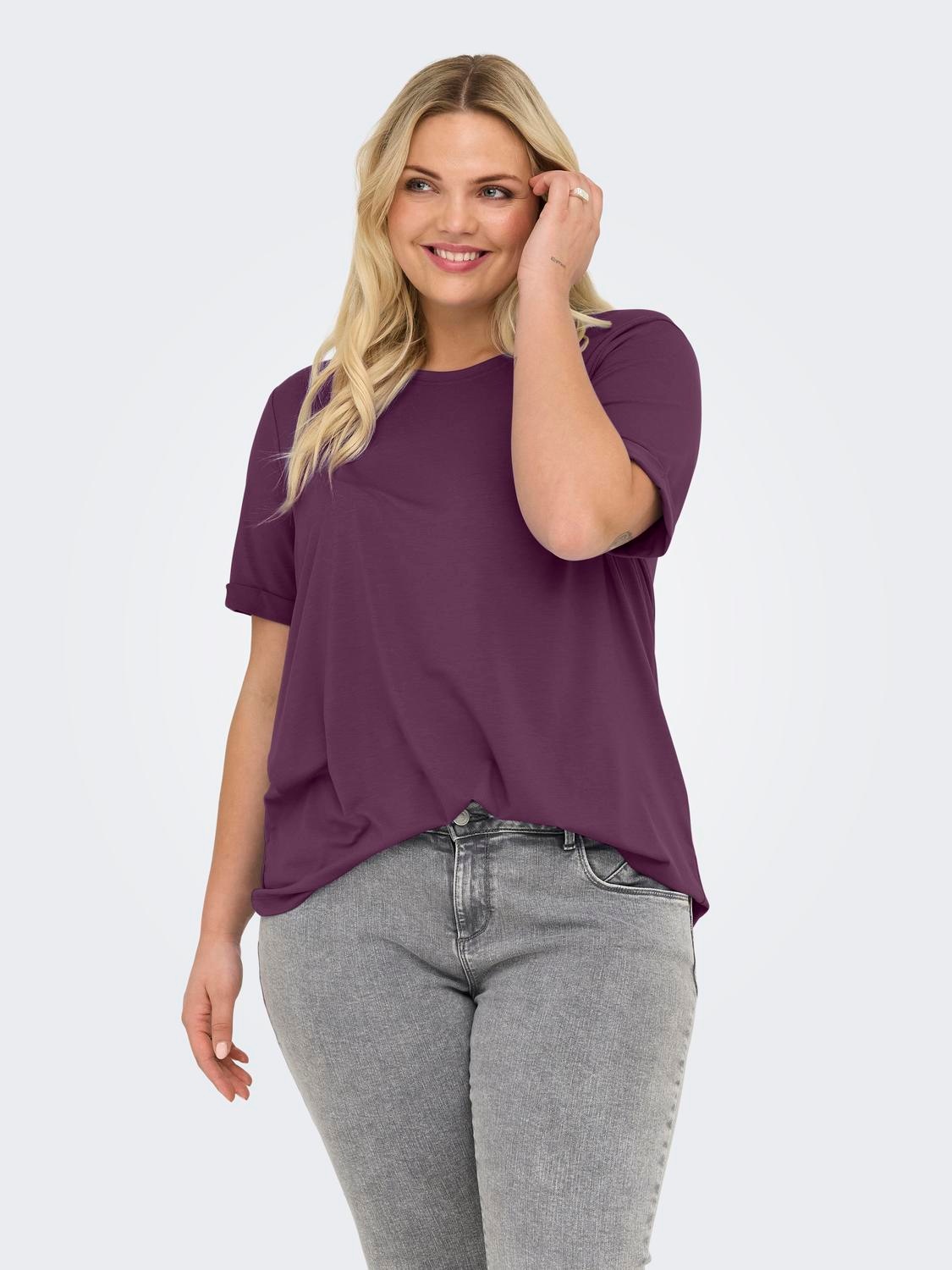 ONLY CARMAKOMA Kurzarmshirt "CARMOSTER S/S FOLD UP TOP JRS NOOS" günstig online kaufen
