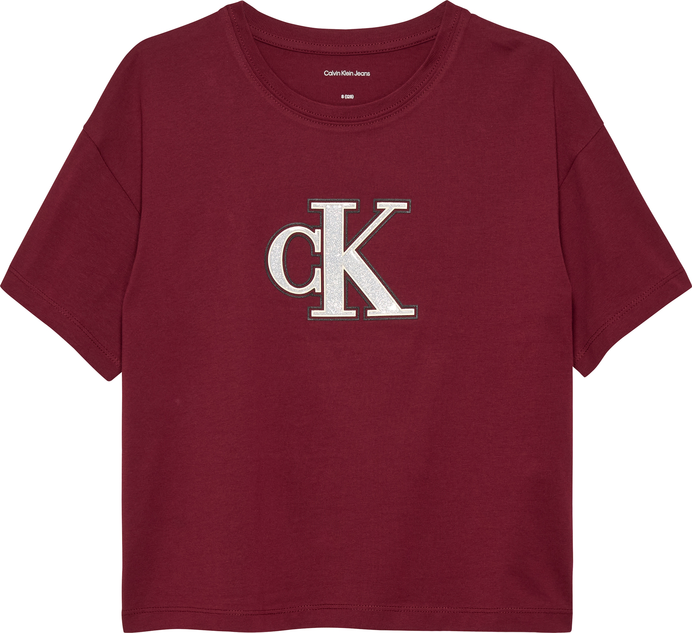 Calvin Klein Jeans T-Shirt »FESTIVE GRAPHIC SS T-SHIRT«, für Kinder bis 16 Jahre, Glitzer-Druck