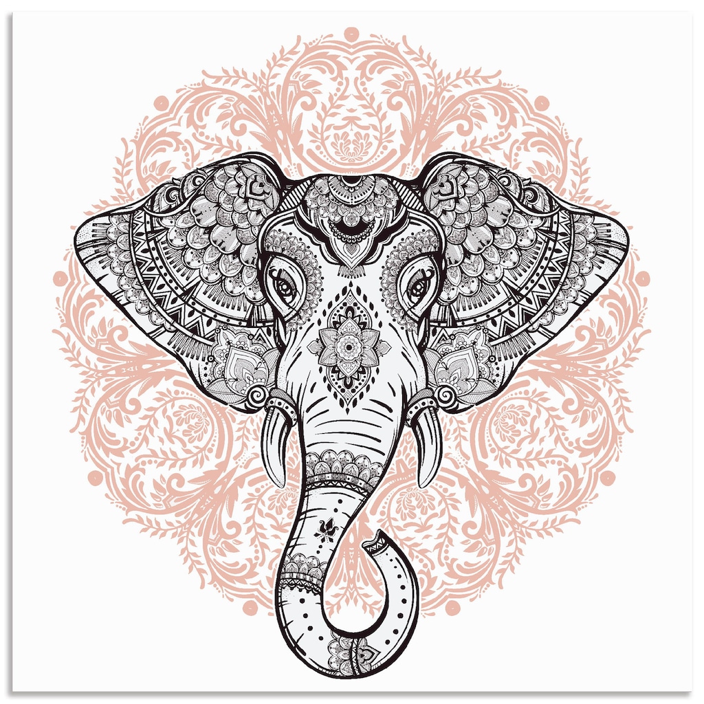 Wohnen Wohnaccessoires Artland Wandbild »Vintage Mandala Elefant«, Wildtiere, (1 St.), in vielen Größen & Produktarten - Alubild