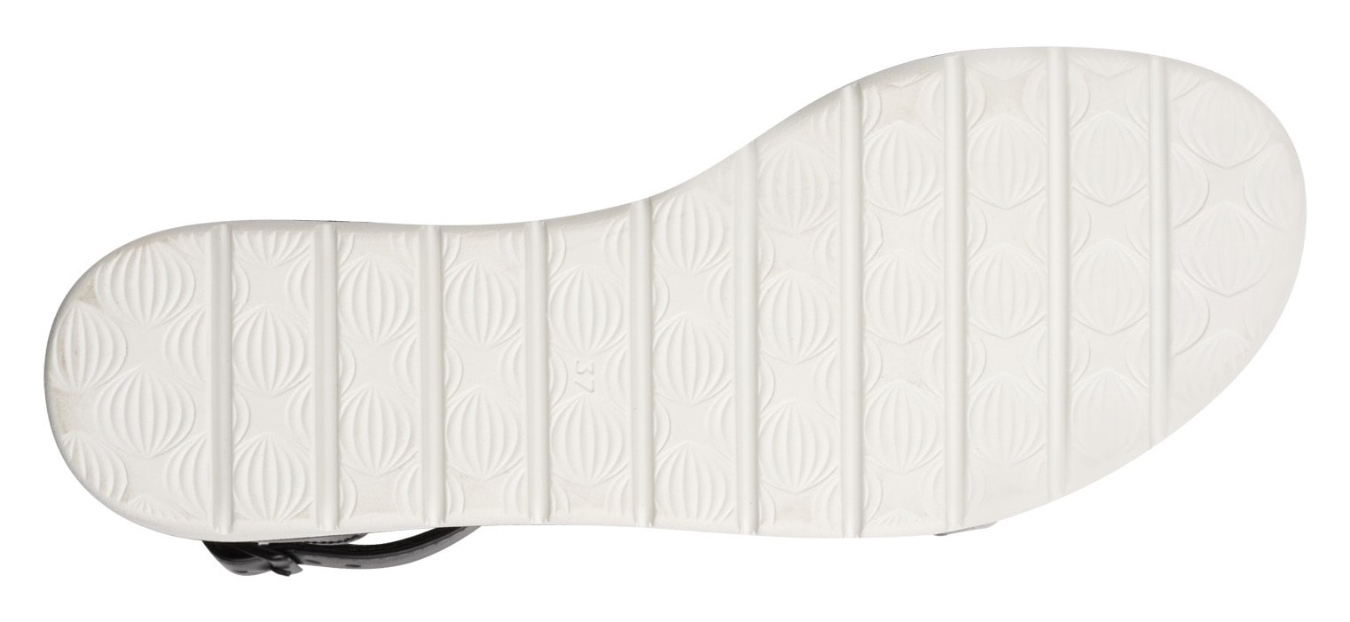 MARCO TOZZI Riemchensandale, Keilabsatz, Sommerschuh, Sandalette, mit Zierkette Ton in Ton