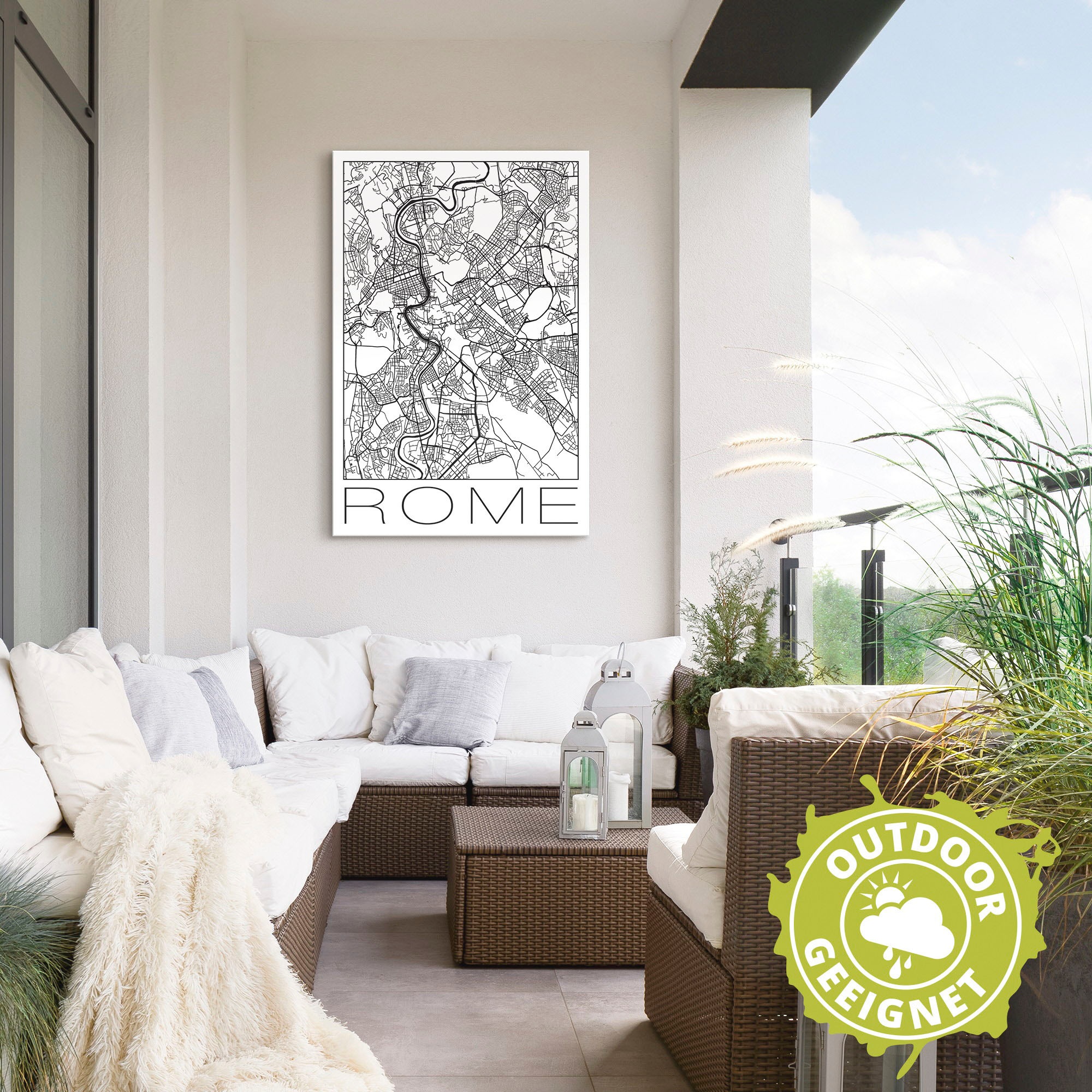 Artland Poster »Retro Karte Rom Italien Schwarz & Weiß«, Italien, (1 St.), als Alubild, Leinwandbild, Wandaufkleber oder Poster in versch. Größen