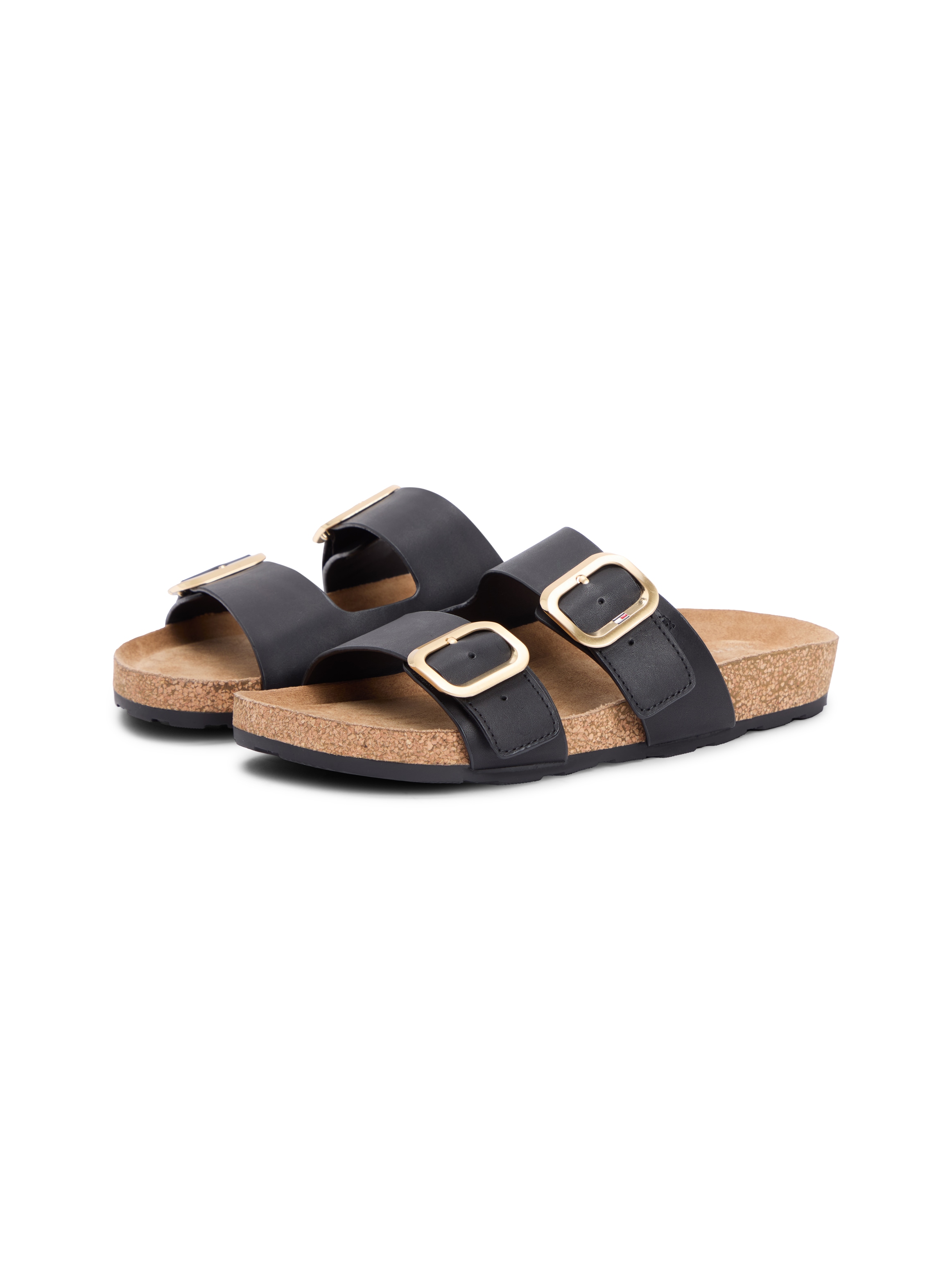 Tommy Hilfiger Pantolette "TH CLASSIC CORK SANDAL LEATHER" Sommerschuh, Schlupfschuh, Flat mit Logoemblem