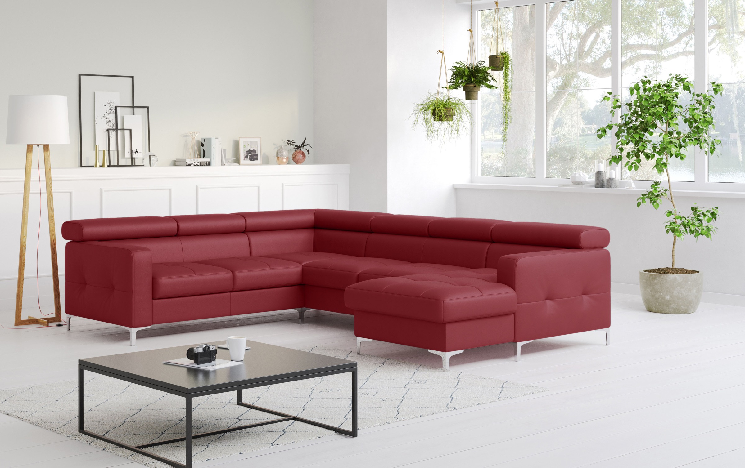 COTTA Wohnlandschaft "Sammy U-Form, B: 304 cm" Kopfteilverstellung, optional Schlaffunktion & Bettkasten