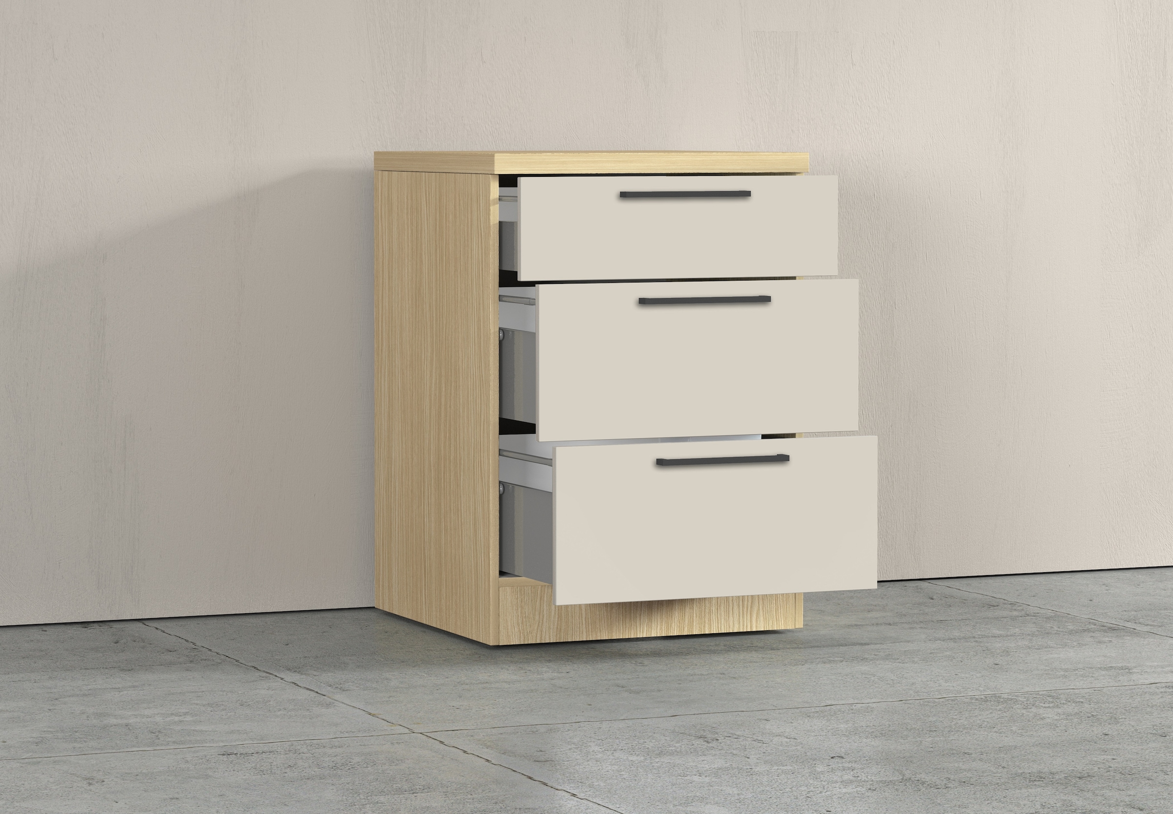 KOCHSTATION Unterschrank »Luna, Küchenunterschrank, Unterschrank mit Schubladen, Made in Italy« B/T/H: 60 × 60 × 85 cm, mit 3 Schubkästen, 3,5 cm starke Oberplatte