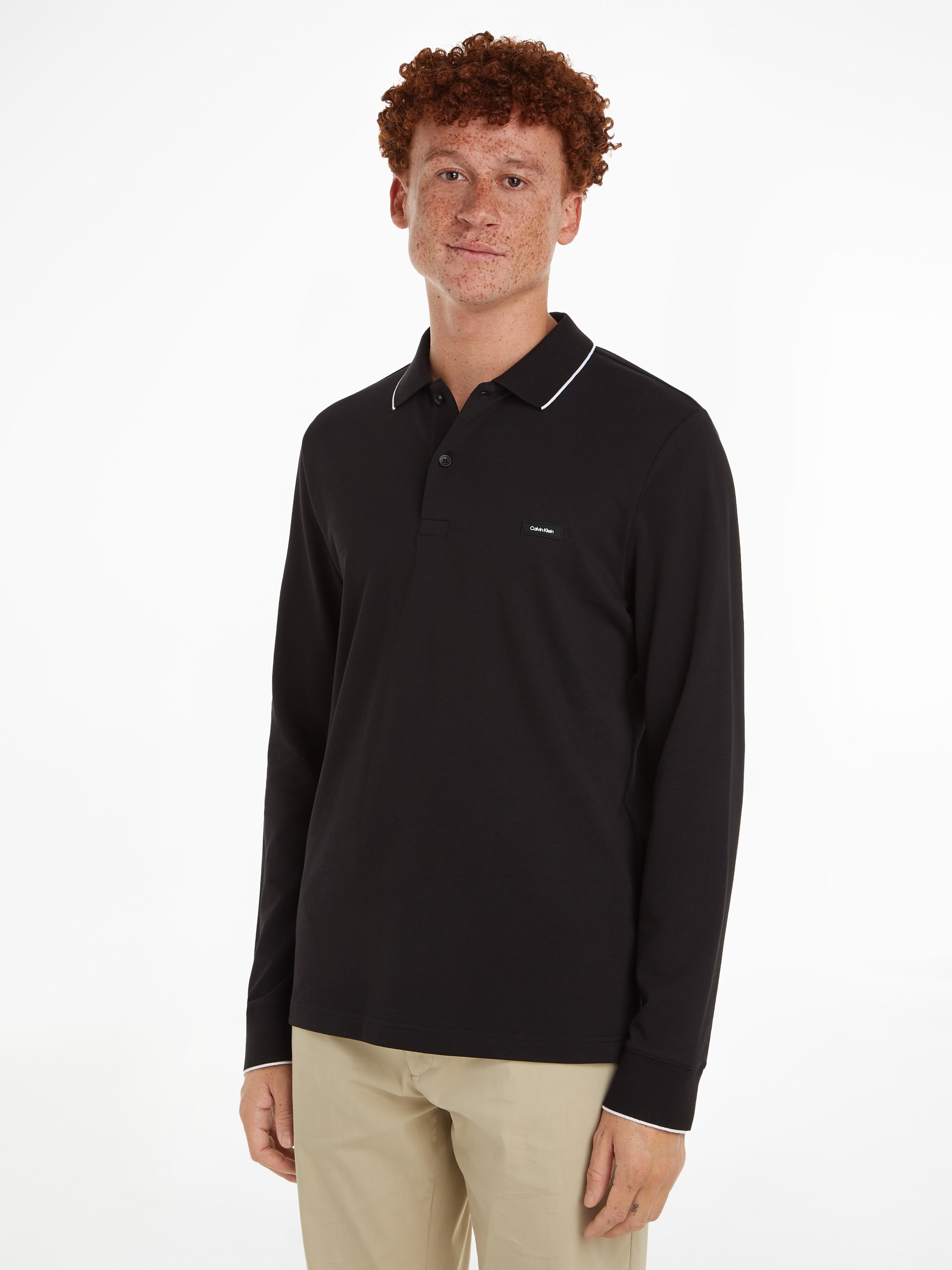 Calvin Klein Poloshirt "STRETCH PIQUE TIPPING LS POLO" günstig online kaufen