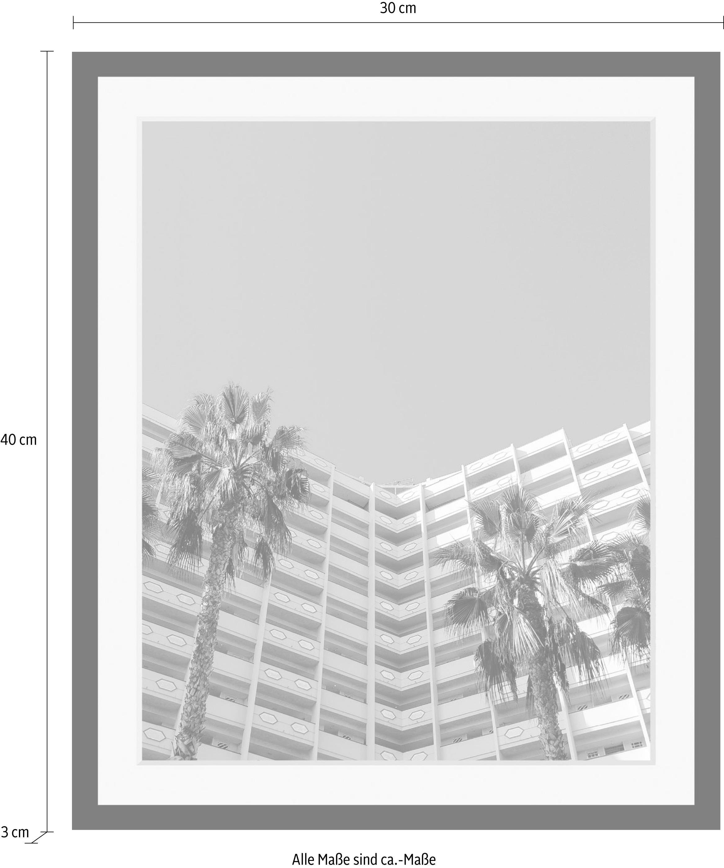queence Bild »Miami«, Gebäude-Palmen-Bilder von Amerika-Himmel-Amerika, HD Premium Poster-Druck inkl. Holzrahmen