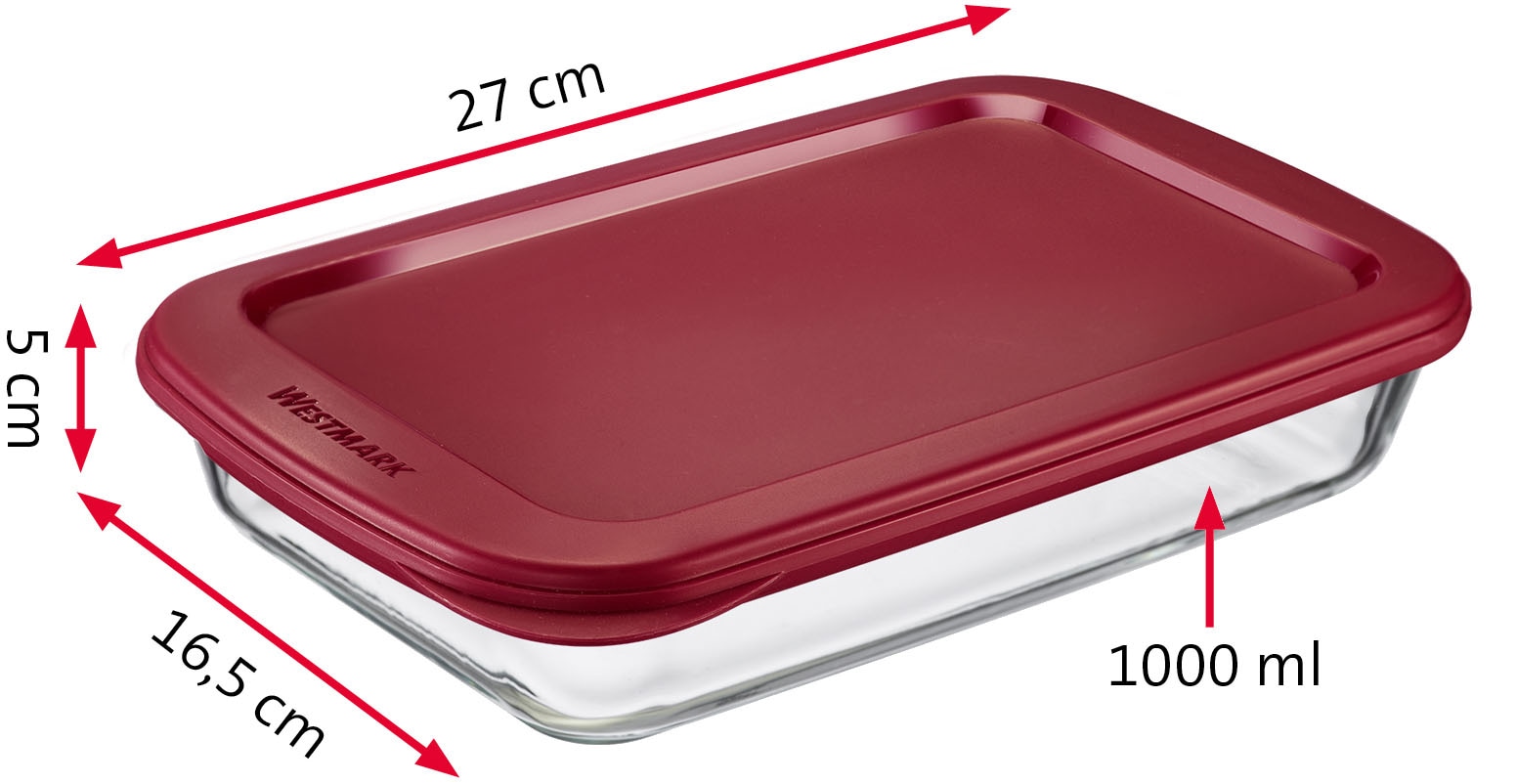 WESTMARK Frischhaltedose »Aufschnittschale, Glas, 1000 ml«, (1 tlg.), robustes Borosilikat-Glas, luftdicht zu verschließen, 1000 ml