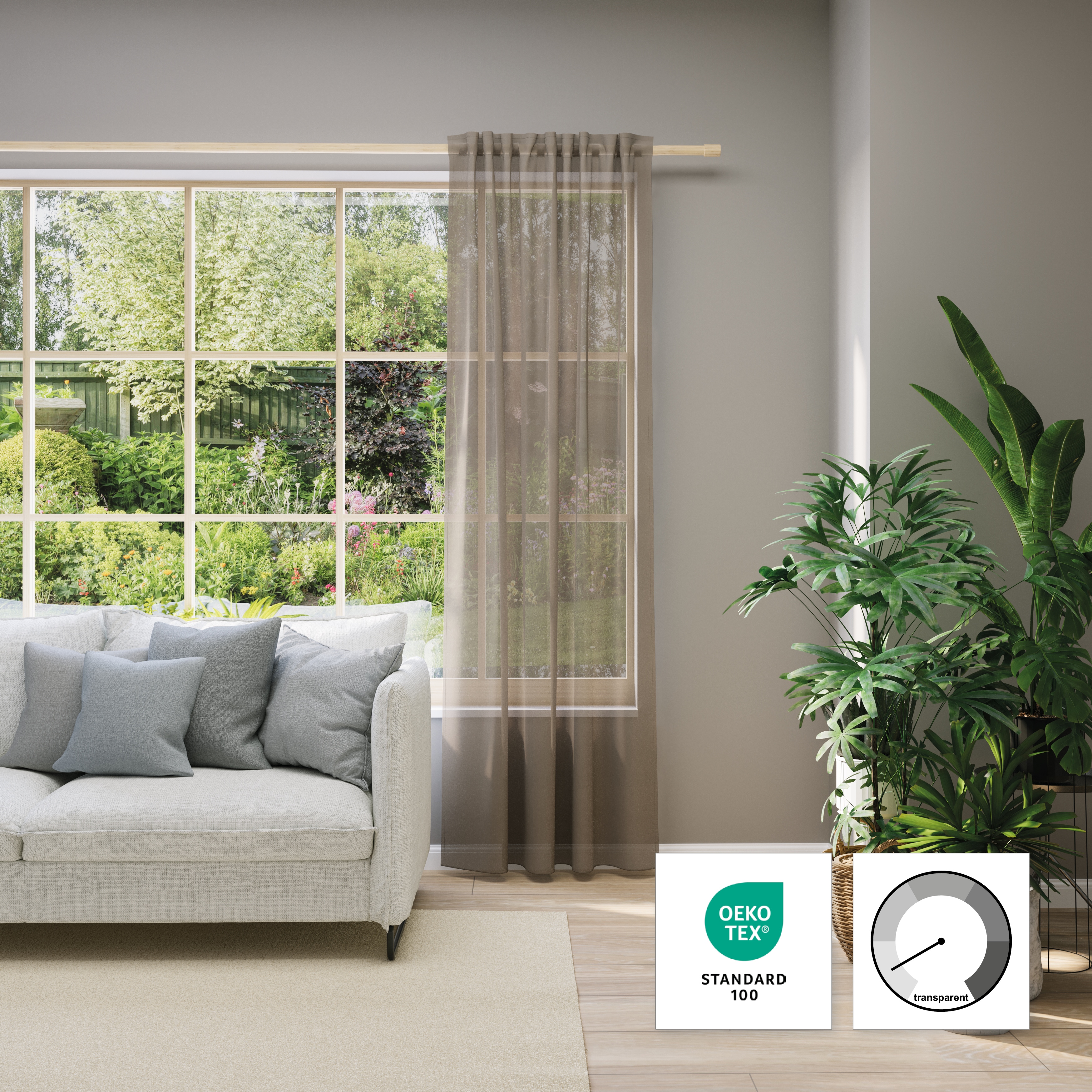 Neutex for you Vorhang nach Maß "EVA" Multifunktionsband 1 Stk. tlg. Uni-Voile mit elegantem Glanz