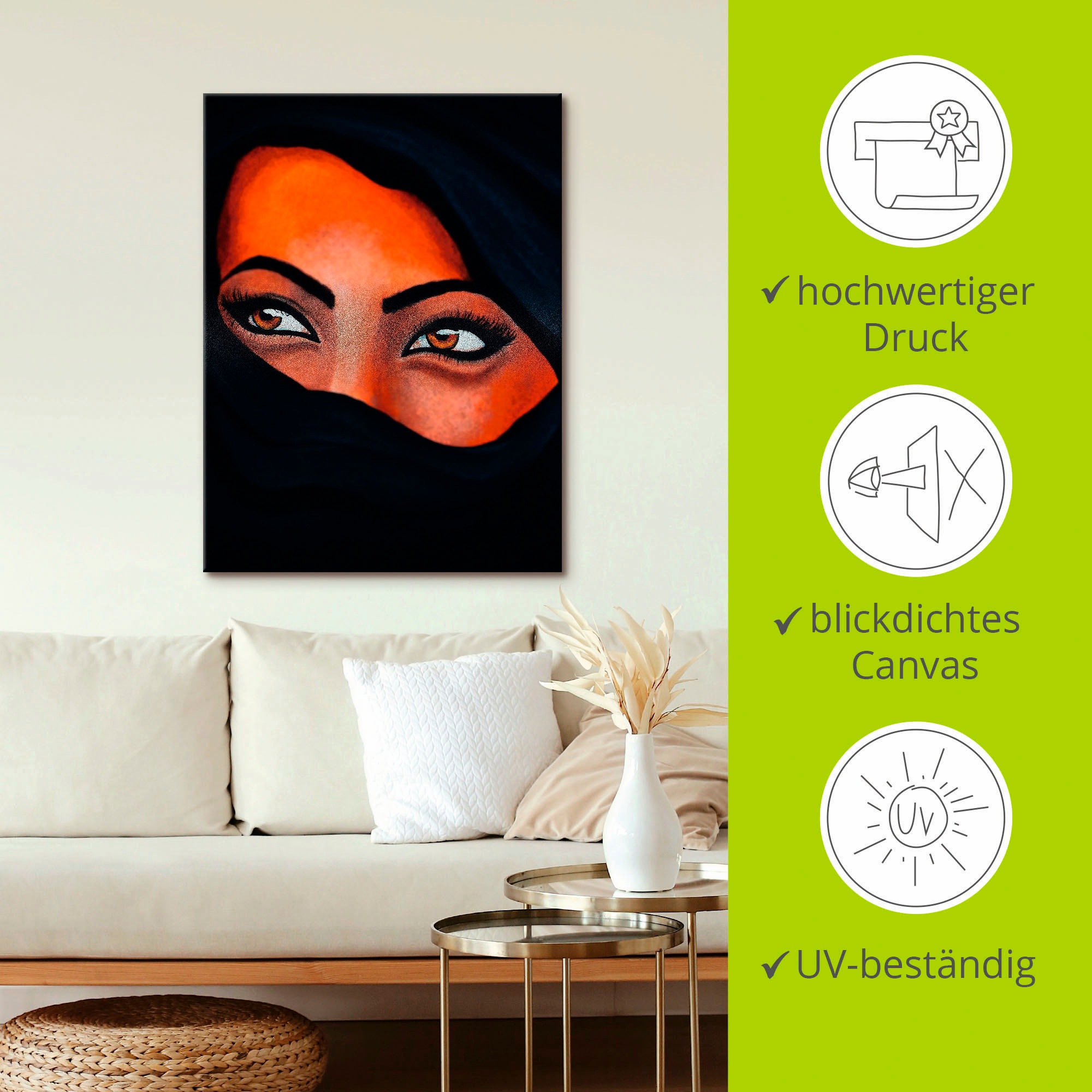 Artland Wandbild »Tuareg - Der Sand auf deiner Haut«, Frau, (1 St.), als Leinwandbild, Wandaufkleber in verschied. Größen