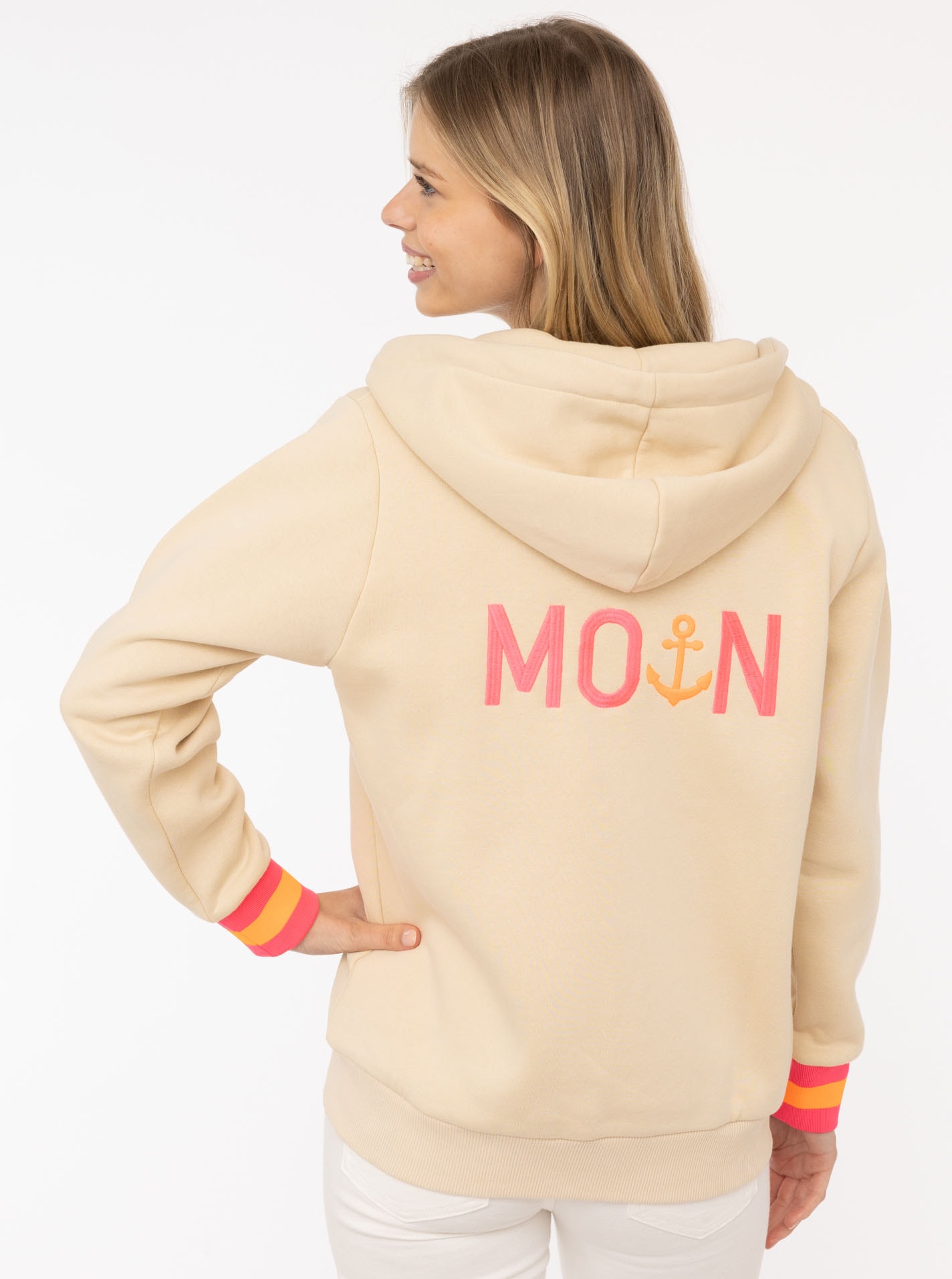 Zwillingsherz Sweatjacke »"Moin ZH"«, mit Moin und Anker Stickerei und Kontrastbündchen