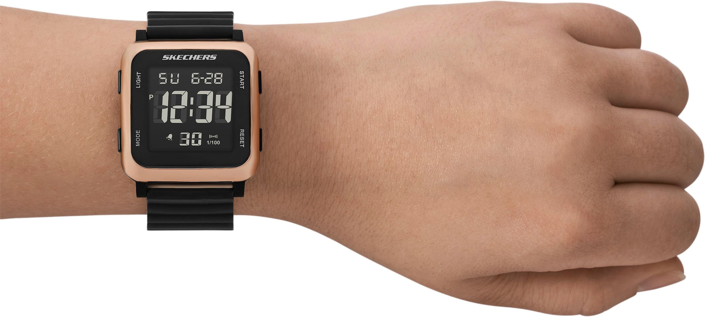 Skechers Chronograph »BECKWORTH«, Quarzuhr, Armbanduhr, Damenuhr, Silikonarmband, digital, Stoppfunktion