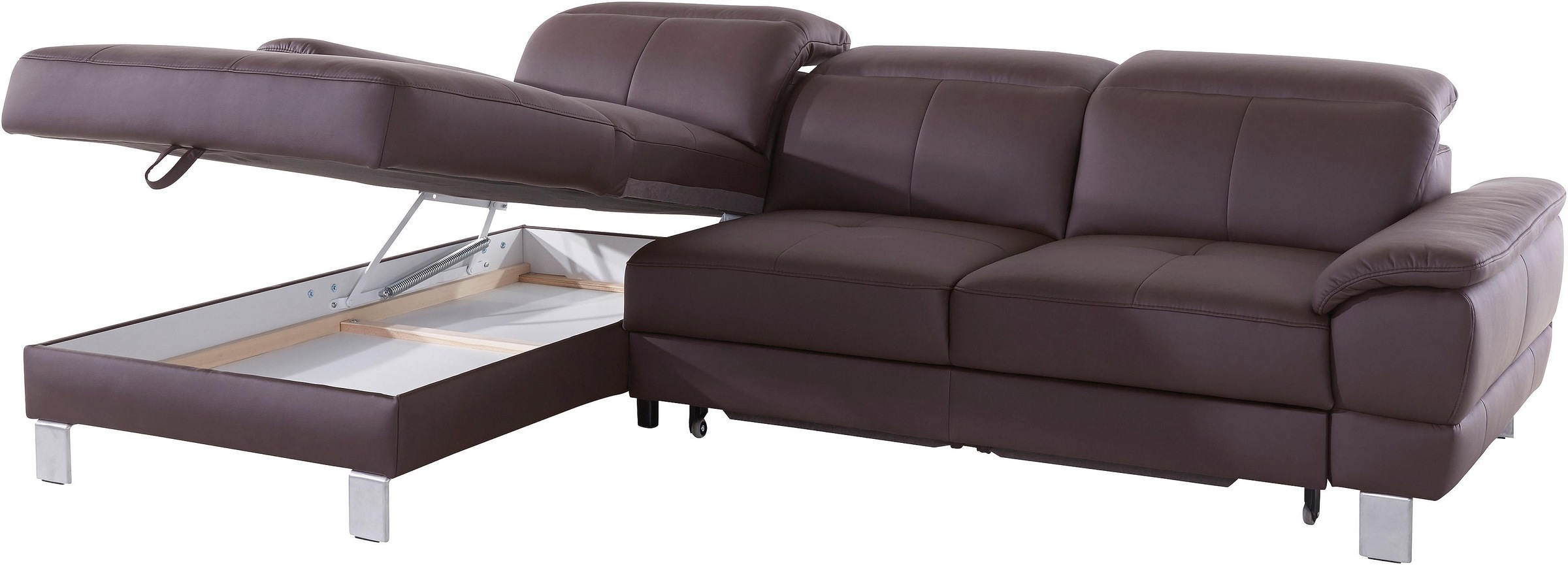 exxpo - sofa fashion Ecksofa »Mantua 2, inkl. Kopf- bzw. Rückenverstellung, bequem, L-Form«, wahlweise mit Bettfunktion und Bettkasten, tolle Verarbeitungsdetails