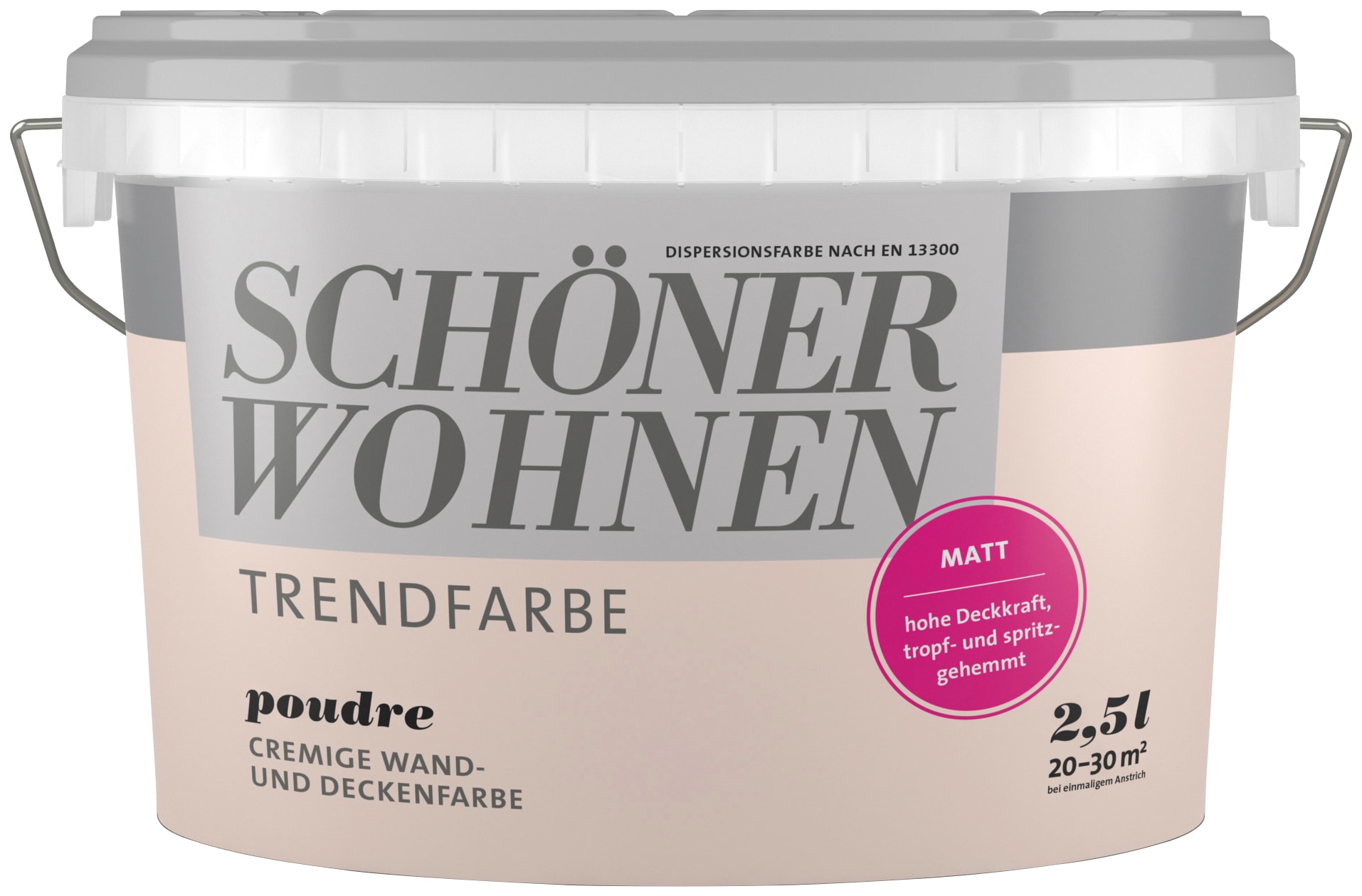 SCHÖNER WOHNEN FARBE Wand- und Deckenfarbe »TRENDFARBE, matt«, 2,5 Liter, Poudre,...