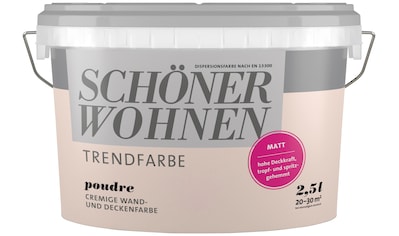 SCHÖNER WOHNEN-Kollektion Wand- und Deckenfarbe »Trendfarbe, matt«, 2,5 Liter, Poudre,... kaufen