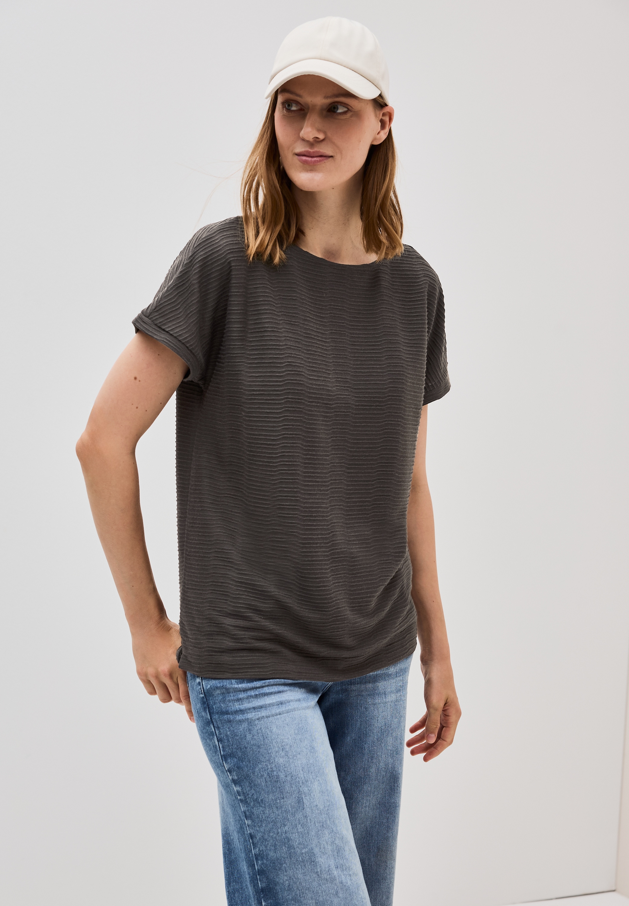 Cecil T-Shirt, aus elastischem Materialmix günstig online kaufen