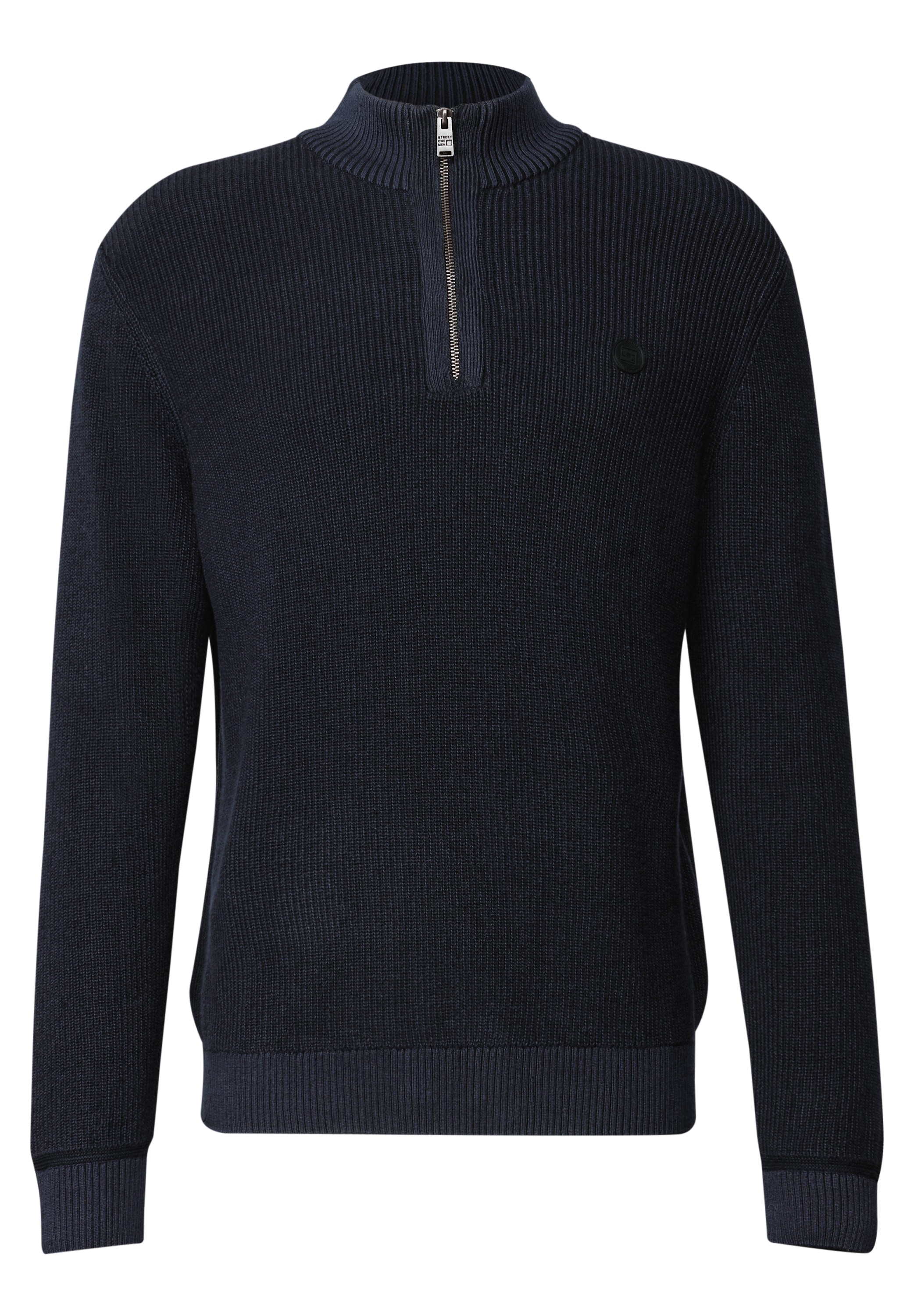 STREET ONE MEN Stehkragenpullover, aus reiner Baumwolle