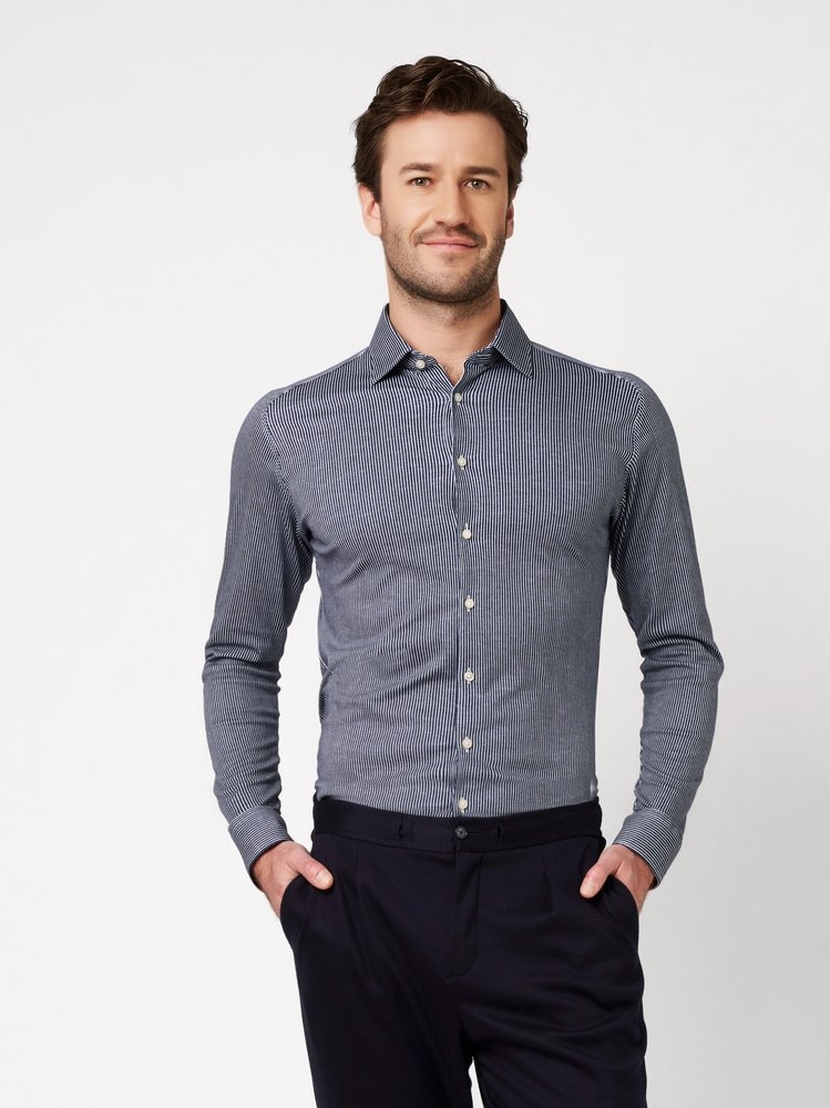 DESOTO Langarmhemd »Casual Kent 1/1« Jerseyhemd, Kentkragen, Slim Fit