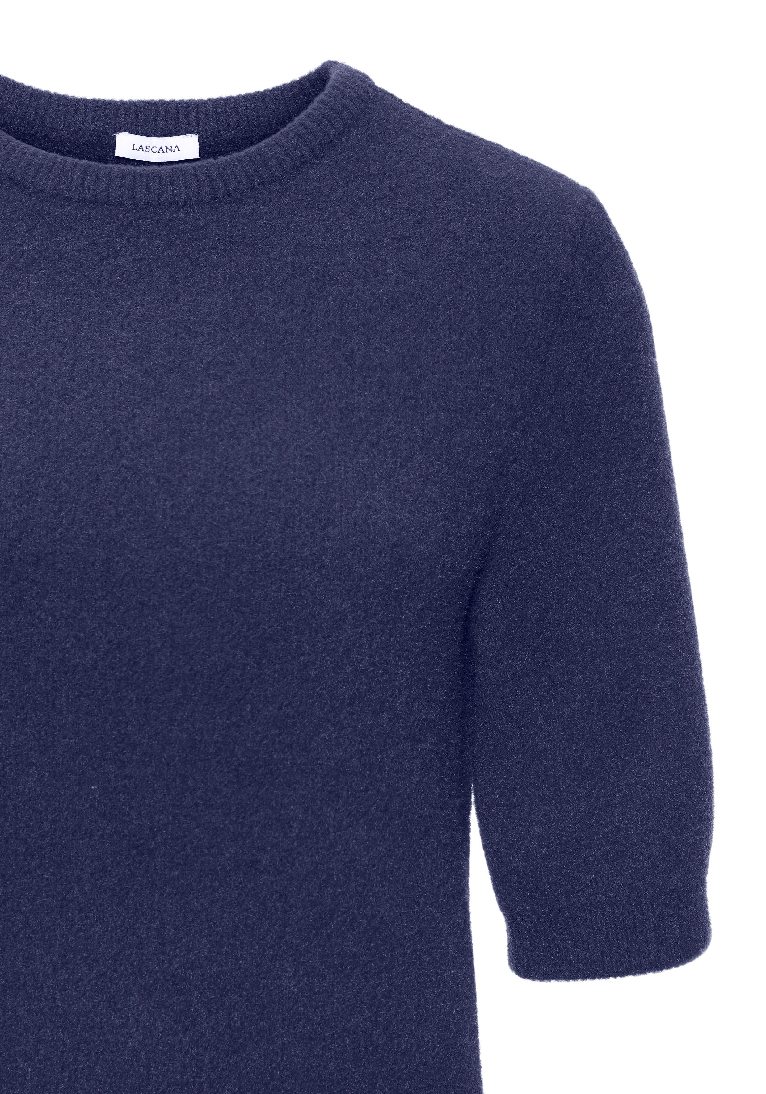 Thumbnail - LASCANA Kurzarmpullover, flauschiger Strickpullover, figurnaher Schnitt