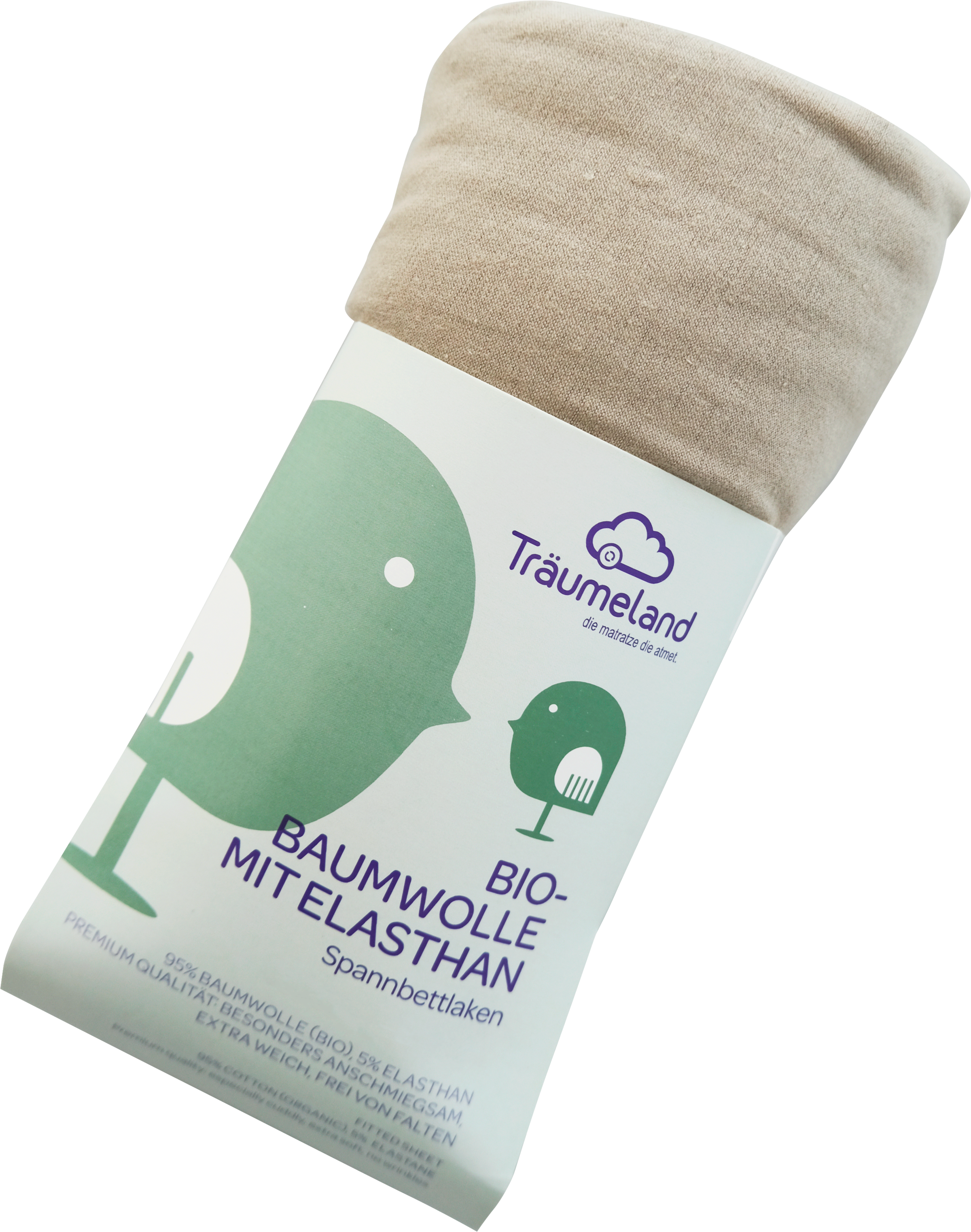Spannbettlaken TRÄUMELAND, B:100cm L:100cm, grau, Jersey-Elasthan, Obermaterial: 95% Baumwolle, 5% Elasthan, Bettlaken, "Spannbettlaken