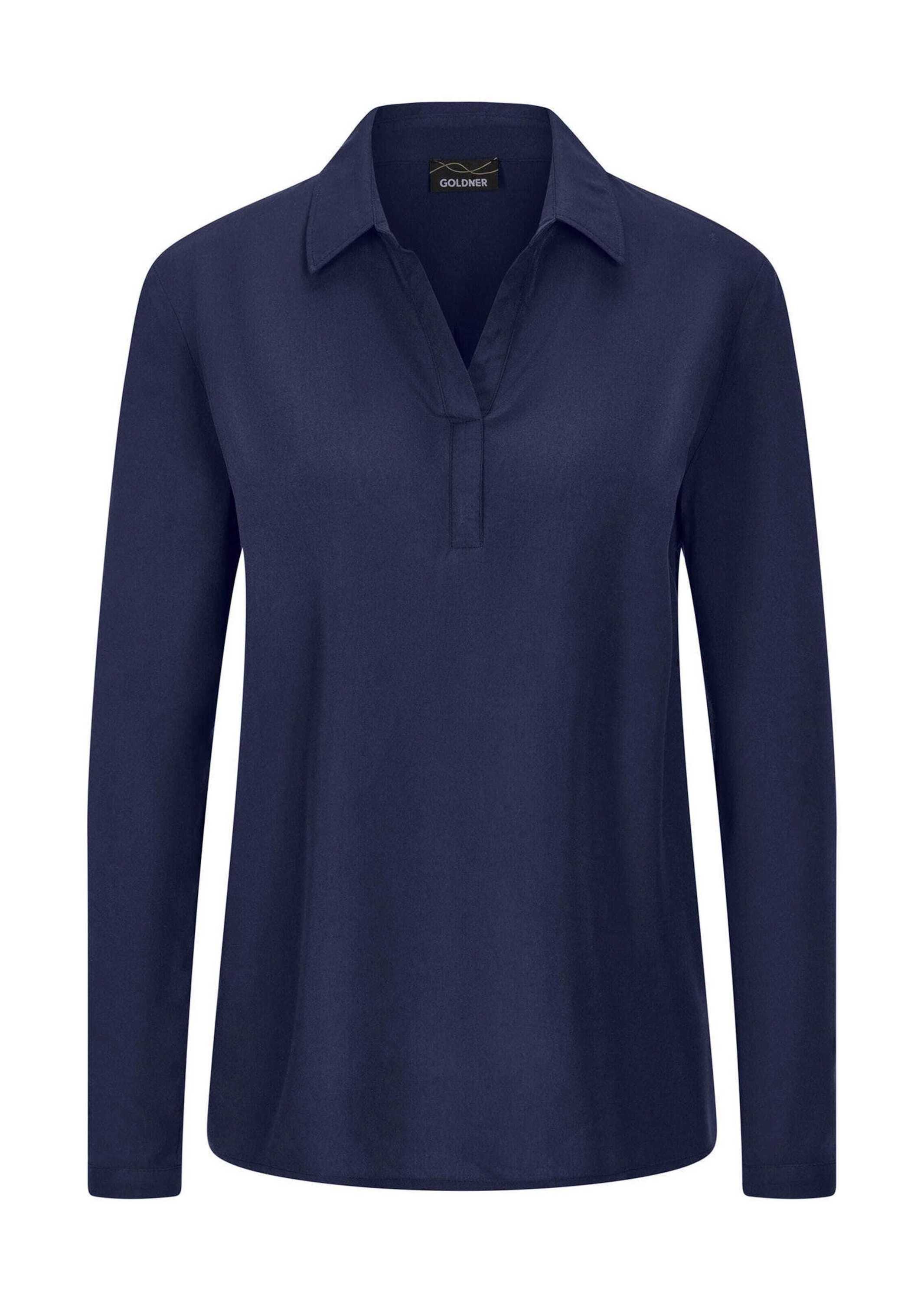 GOLDNER Damen Klassische Bluse "Kurzgröße Zeitlose Viskosebluse mit Hemdkragen", blau, Modisch, Gr. 20, Obermaterial: 100% Viskose CV., Blusen,