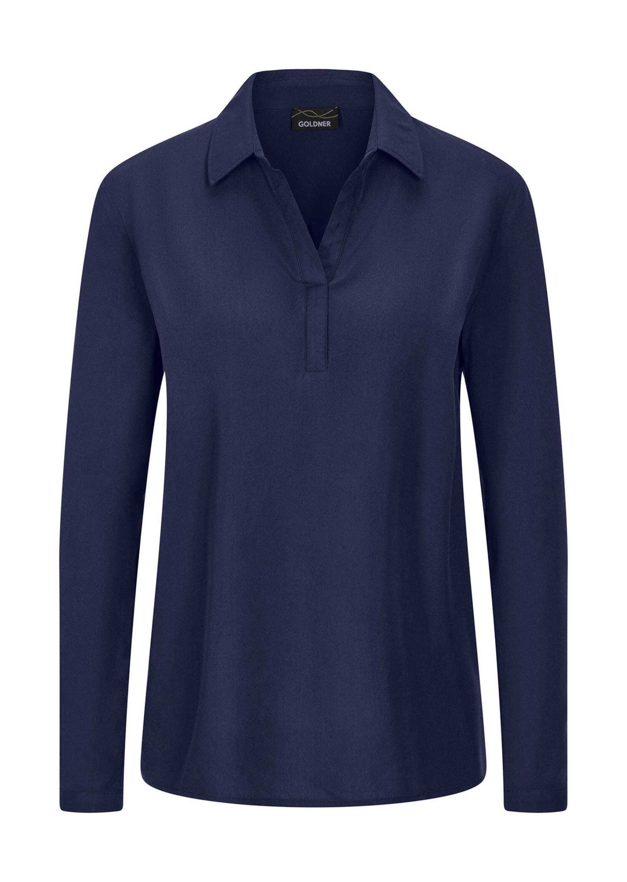 GOLDNER Damen Klassische Bluse "Zeitlose Viskosebluse mit Hemdkragen", blau, Modisch, Gr. 54, Obermaterial: 100% Viskose CV., Blusen, Hemdkragen