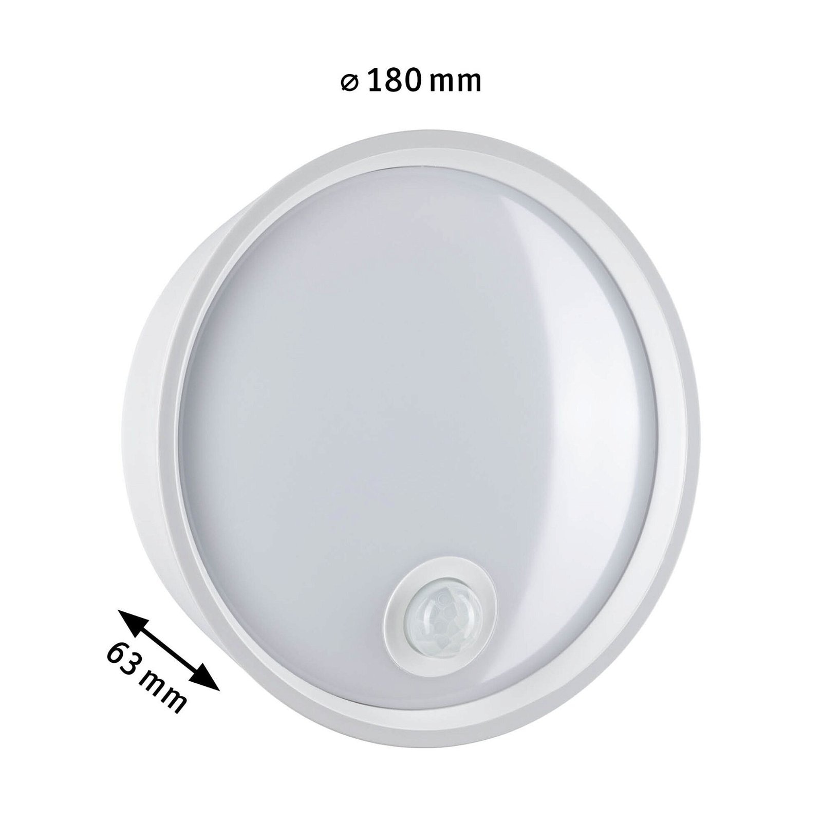 Paulmann LED Außen-Wandleuchte »Platomo IP44 rund 180mm 3000K 14,5W 1200lm 230V Kunststoff«, 1 flammig-flammig, Bewegungsmelder seewasserresistent