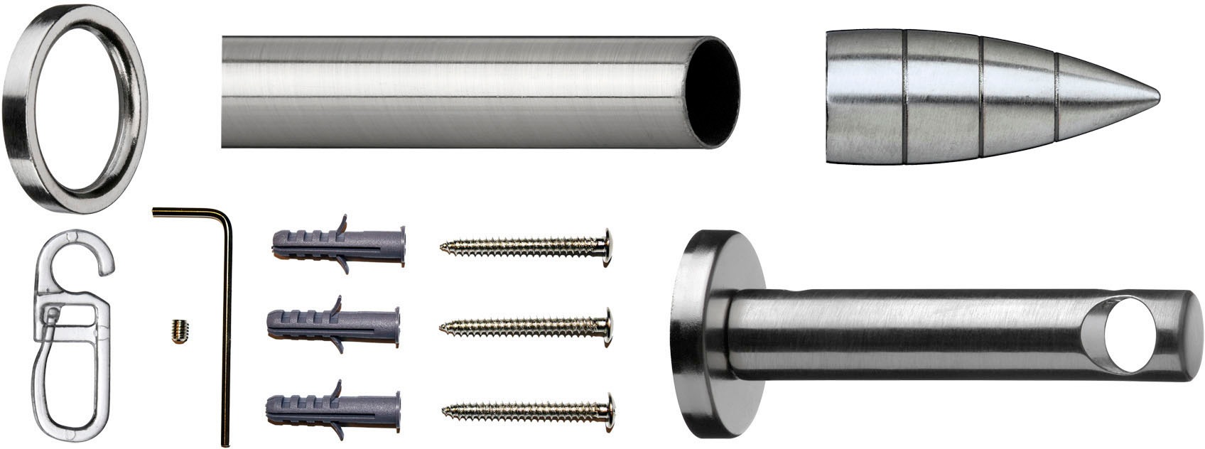 indeko Gardinenstange "Menorca" Ø 12 mm 1 läufig-läufig Fixmaß Komplett-Set günstig online kaufen
