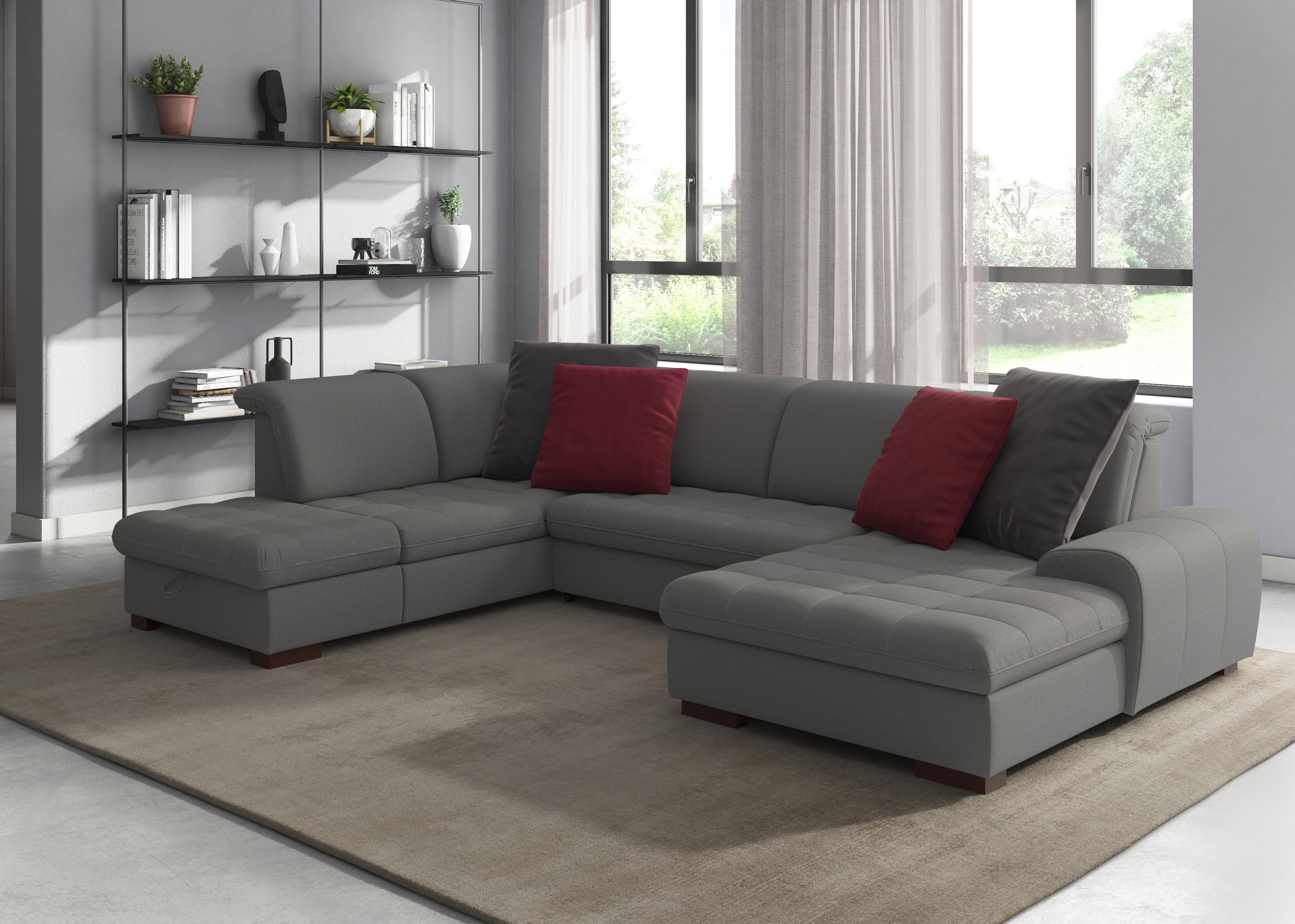sit&more Wohnlandschaft "Luxor U-Form" wahlweise mit Schlaffunktion, Bettkasten und Kopfteilverstellung