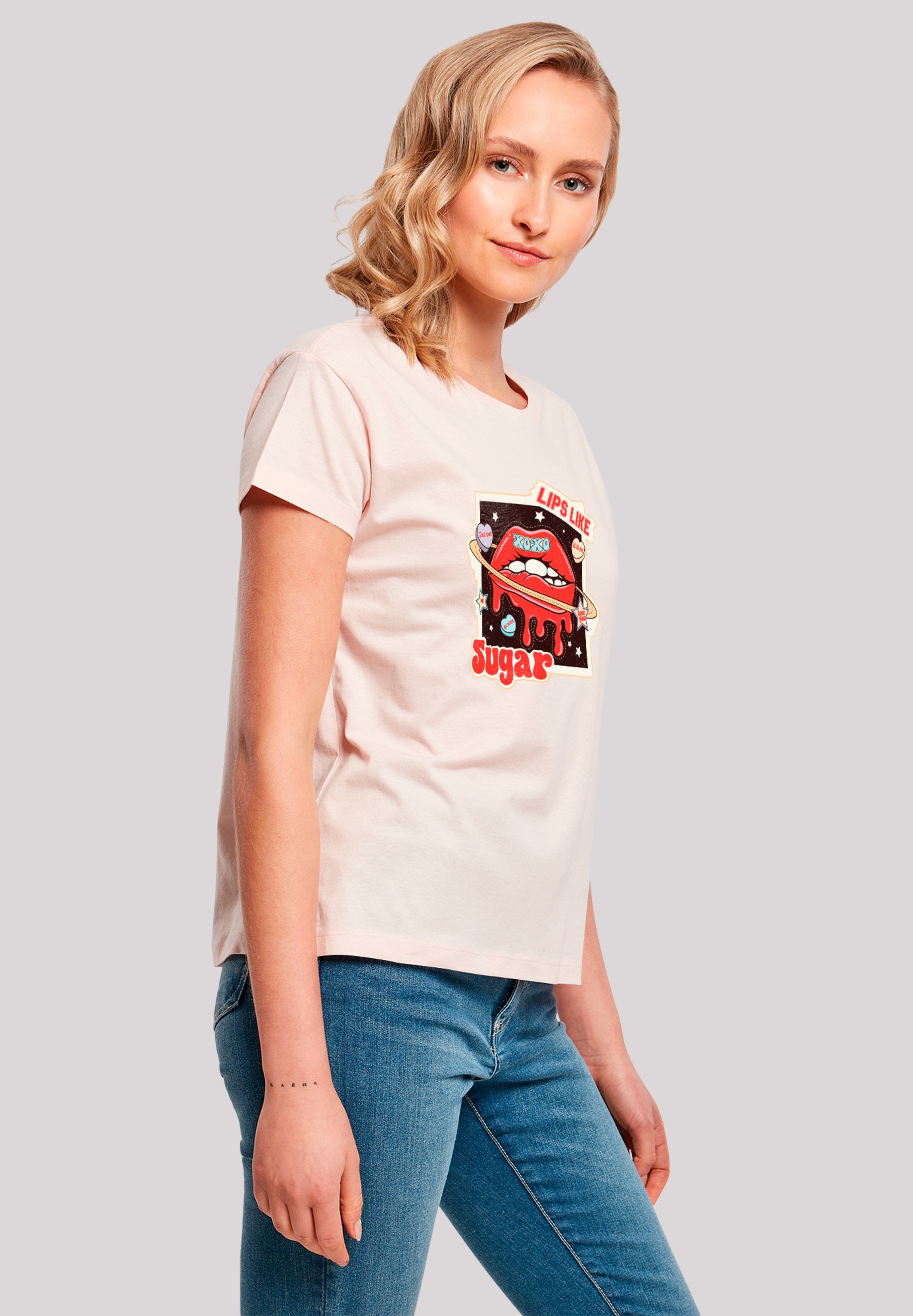F4NT4STIC T-Shirt »Lips like sugar retro fashion Valentinstag«, Premium Qualität