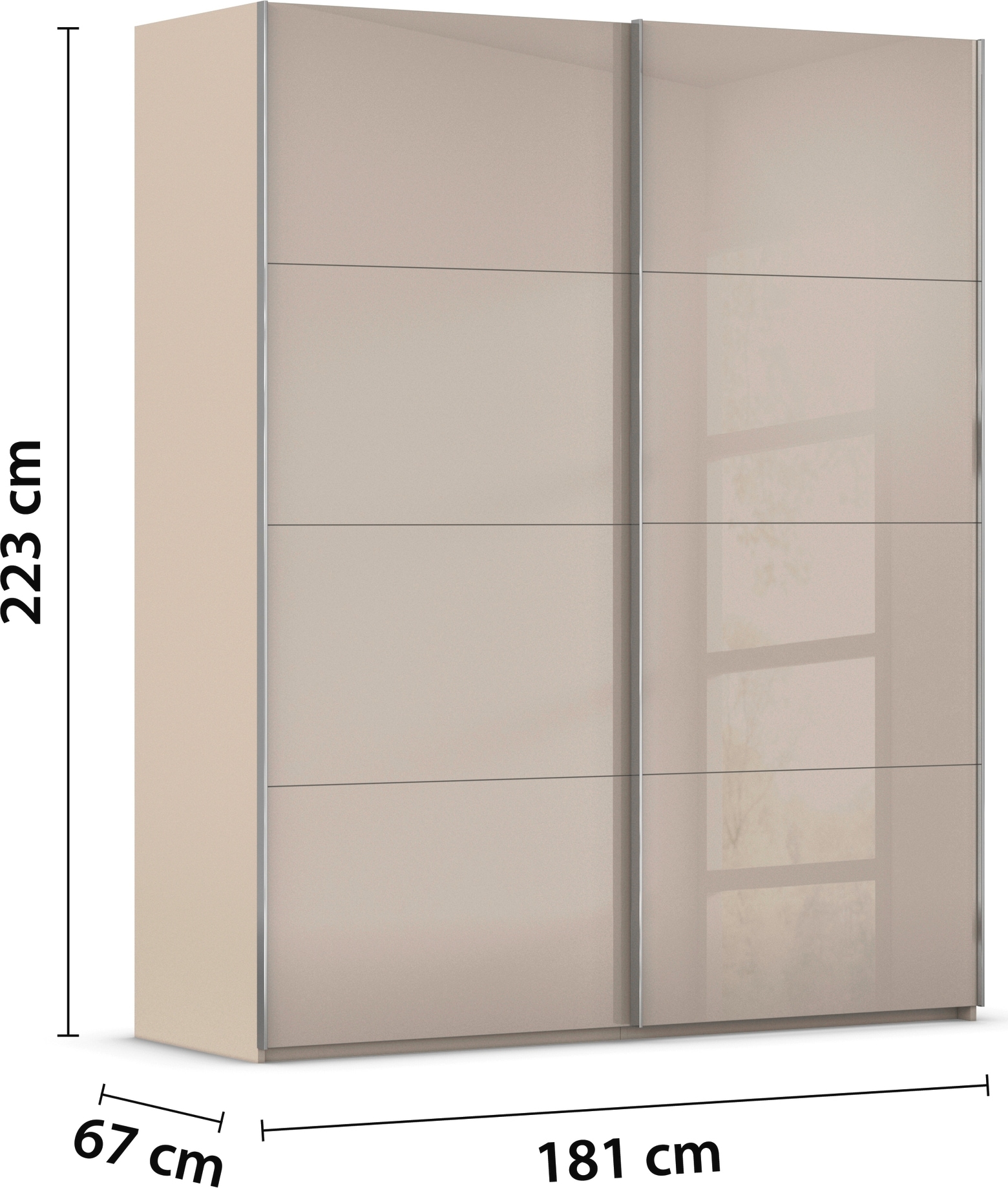 rauch Schwebetürenschrank »Kleiderschrank Schrank Garderobe Schlafzimmerschrank SCALE-FYRA« edle viergeteilte Türen mit Glas-Front viele Farben MADE IN GERMANY