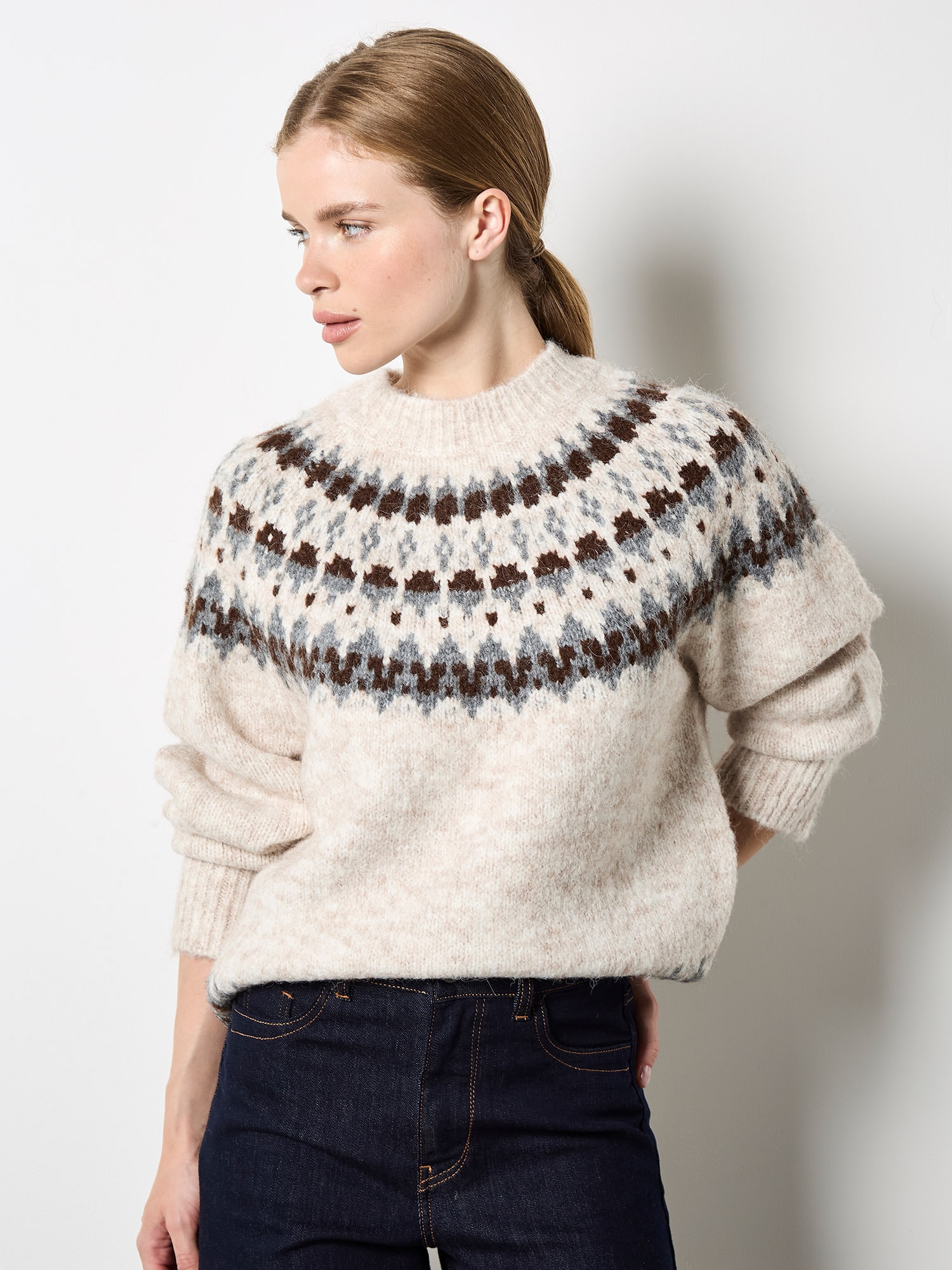 Apricot Strickfleece-Pullover "Strickpullover" im Norwegerstil