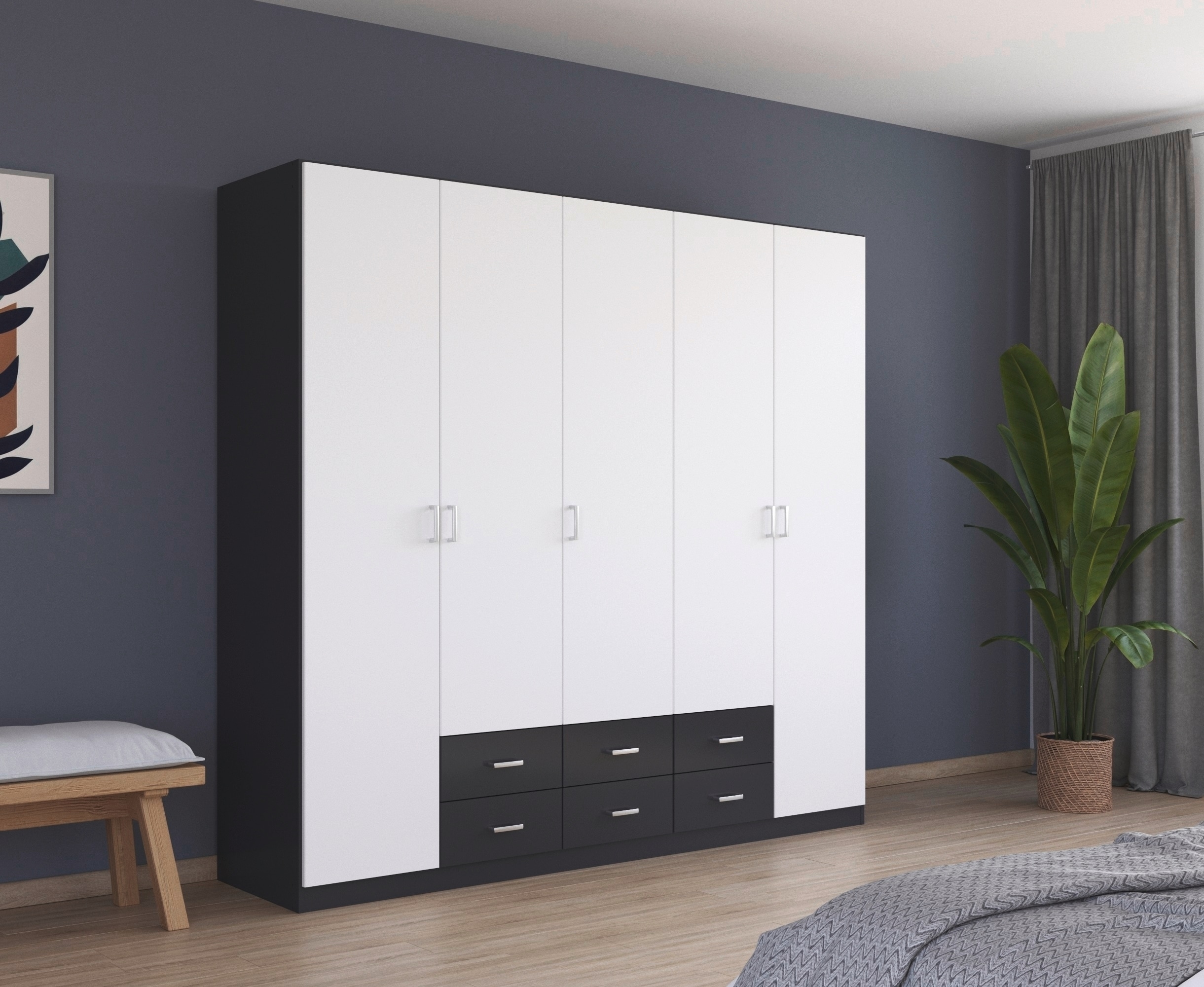rauch Drehtürenschrank "Kleiderschrank Garderobe GAMMA Breiten 226 cm" in 3 Ausstattungen BASIC/CLASSIC/PREMIUM (inkl. SOFT-CLOSE-Funktion), mit Schubladen, verschiedene Griff-Varianten TOPSELLER MADE IN GERMANY