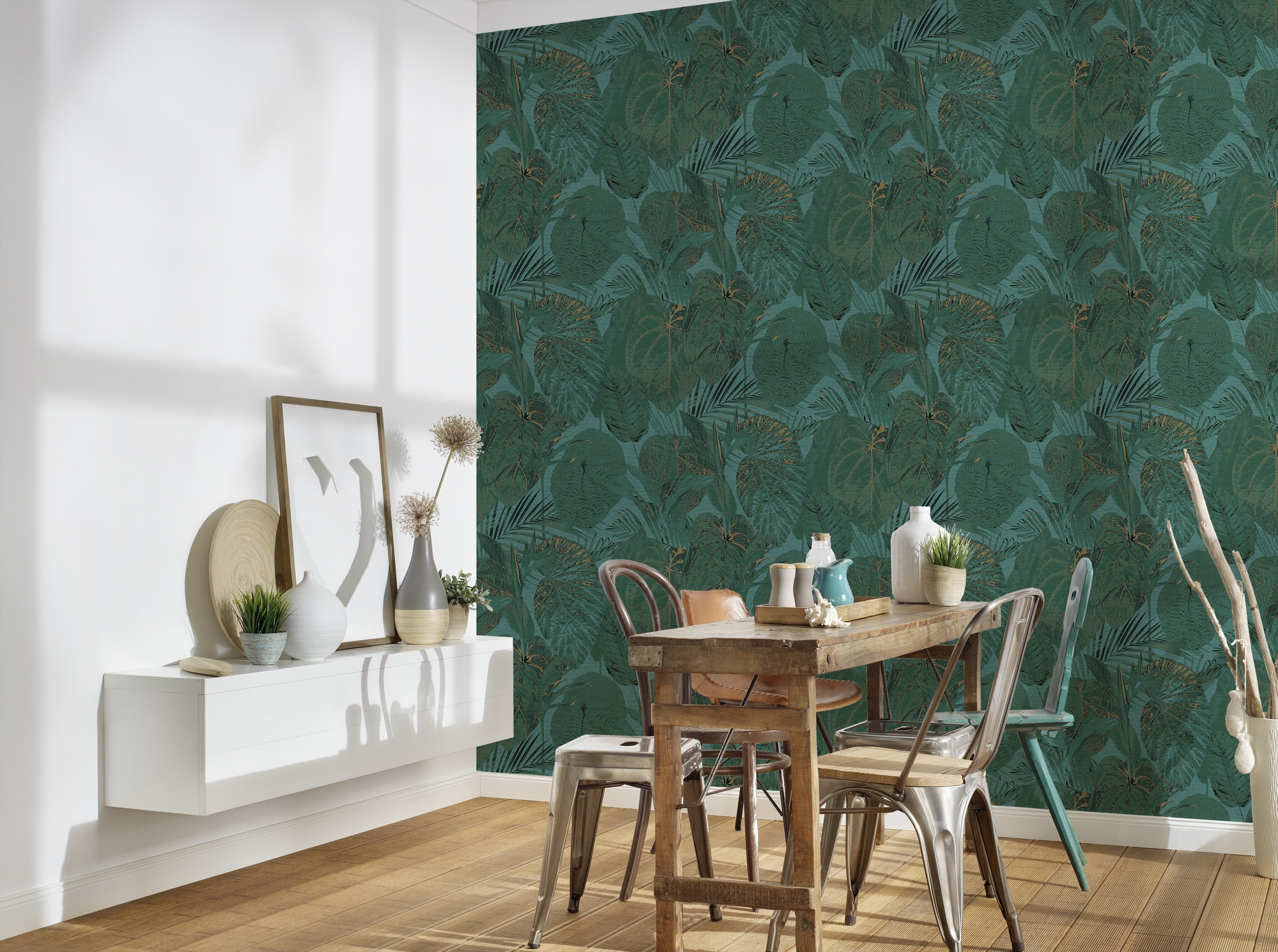 living walls Vliestapete "Famous Garden Natur-Tapete Mustertapete Dschungel-Optik Dschungeloptik" matt strukturiert Vliestapete botanisch für Schlafzimmer Küche Wohnzimmer Dschungel Flur