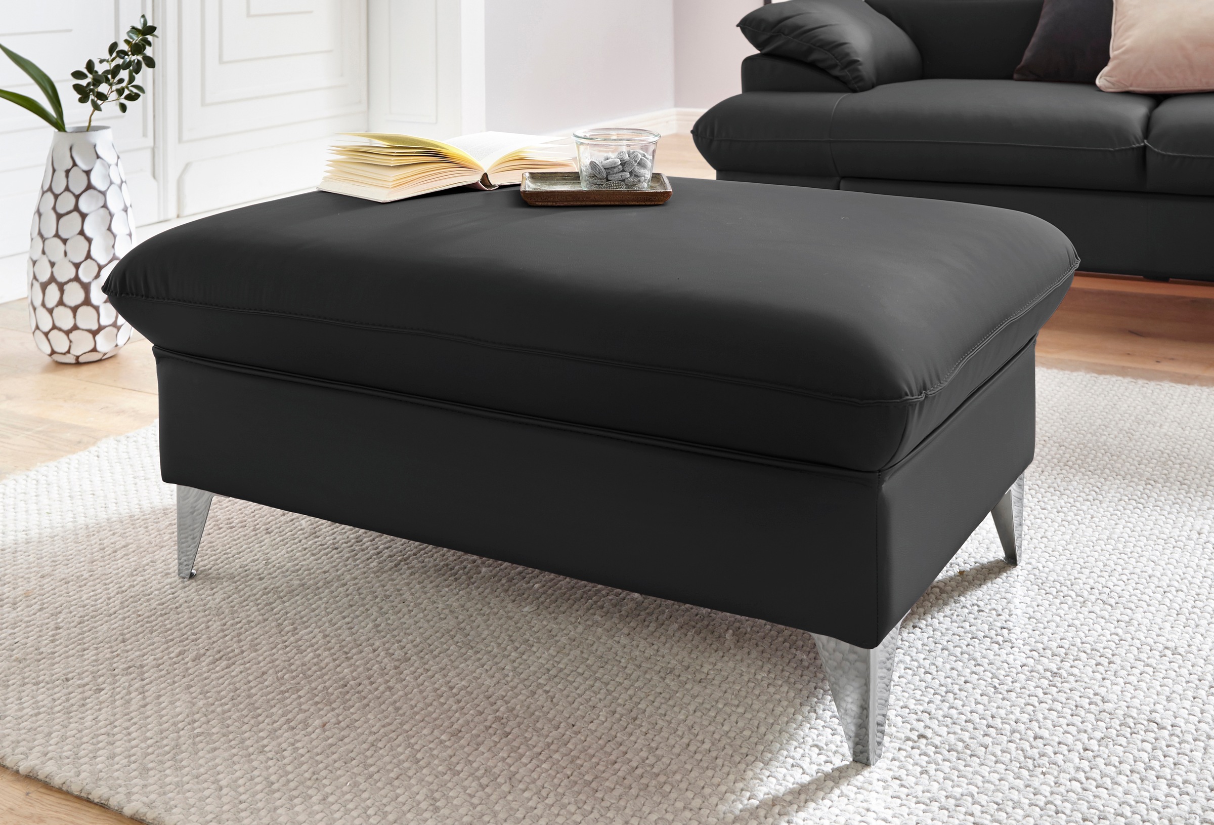 COTTA Polstergarnitur »Caluso L-Form«, (2 tlg.), Set bestehend aus: Ecksofa mit Kopfteilverstellung & Hocker