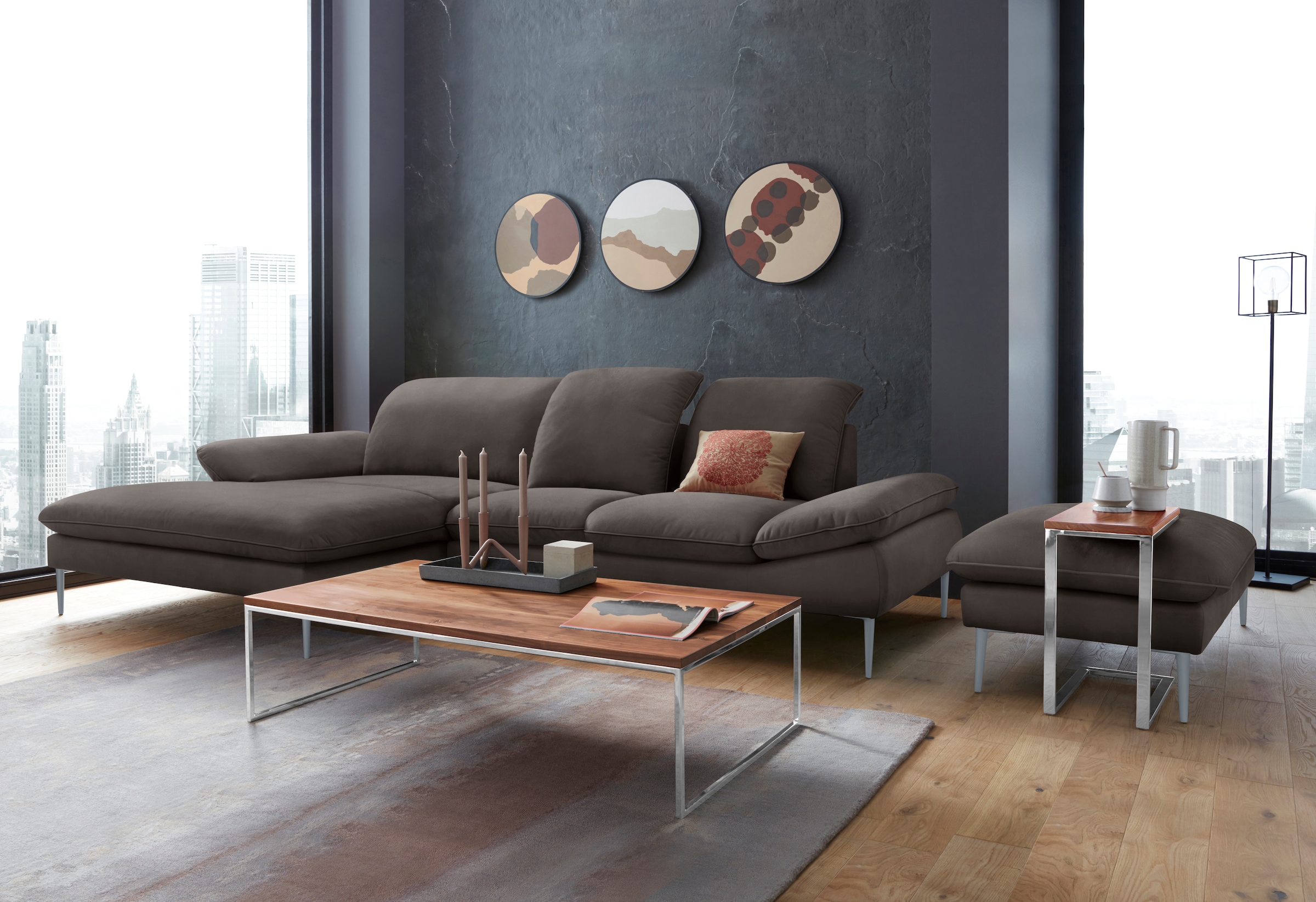W.SCHILLIG Hocker »enjoy&MORE«, Füße silber matt, Breite 106 cm