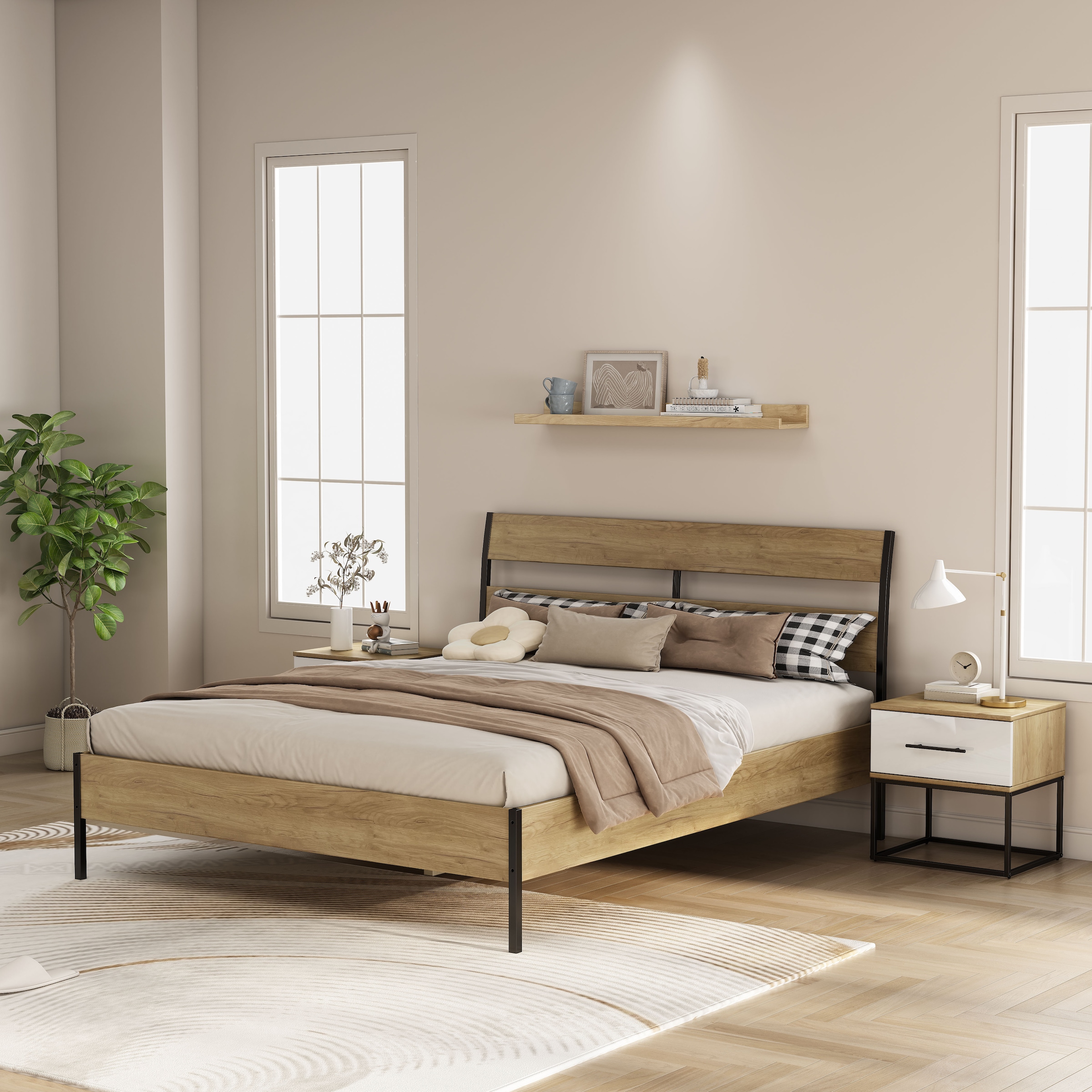 OTTO home Nachtkommode »Lucca Nachttisch Set mit Metallkufen und schwarzen Griffen« Set, 2 Schränke im Set , Hochglanz Fronten in weiß, 