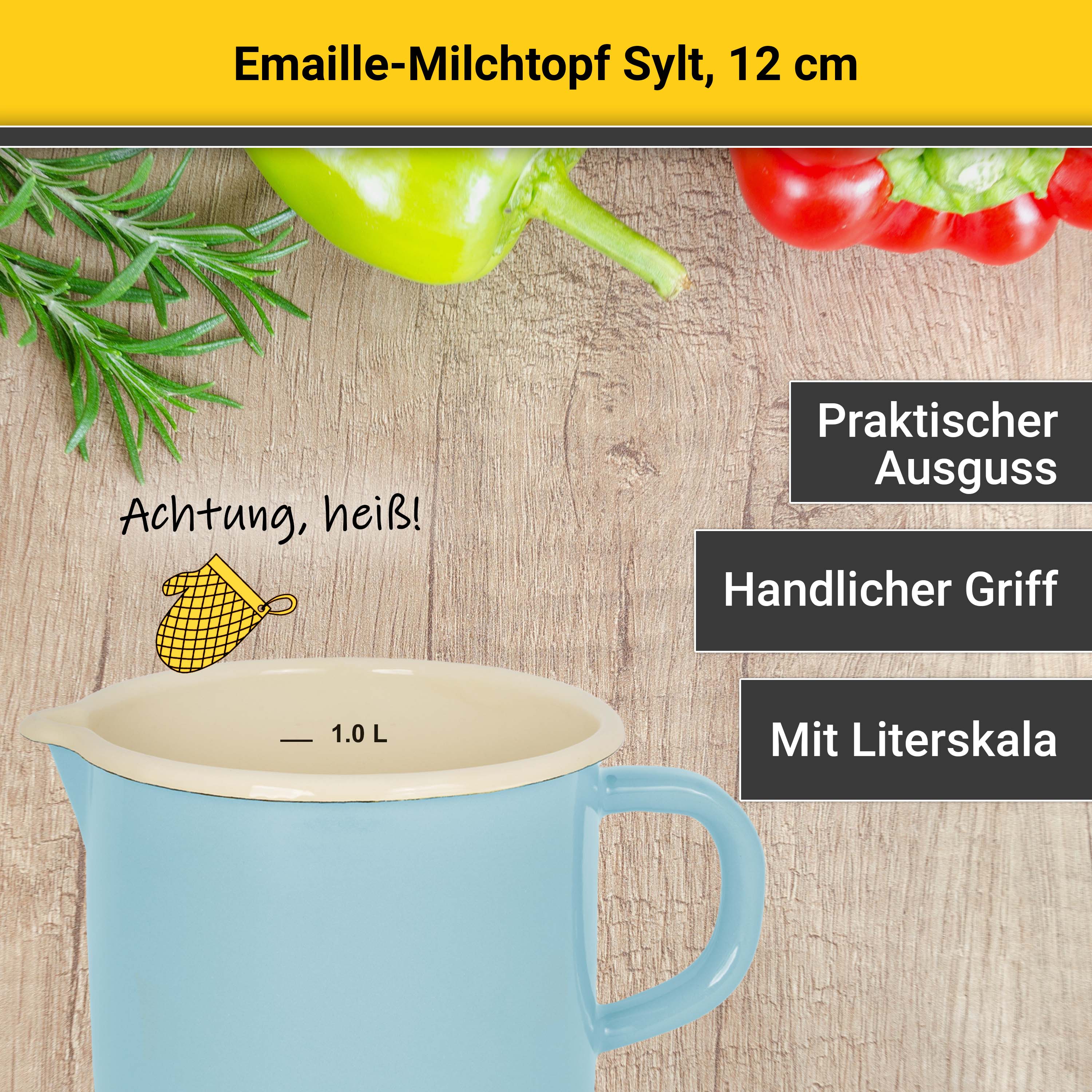 Thumbnail - Krüger Milchtopf "Sylt" 1 Stk. tlg. Emaille