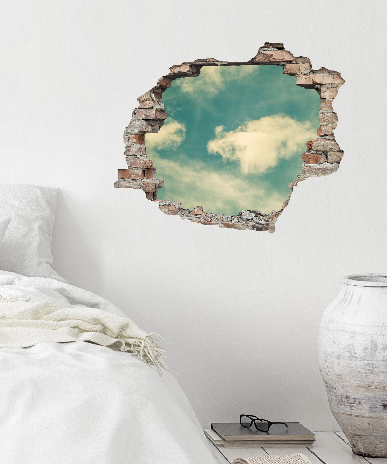 queence Wandtattoo »Wolken«, (1 St.), Wandsticker, Wandbild, selbstklebend, 3D, Wanddurchbruch