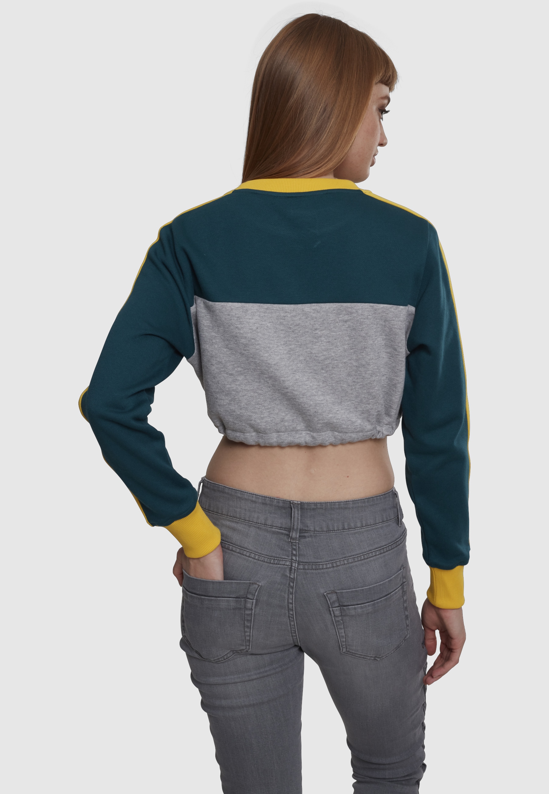 URBAN CLASSICS Sweatshirt »Urban Classics Damen Ladies Cropped 3-Tone Stripe Crew«, 1 Stk.

