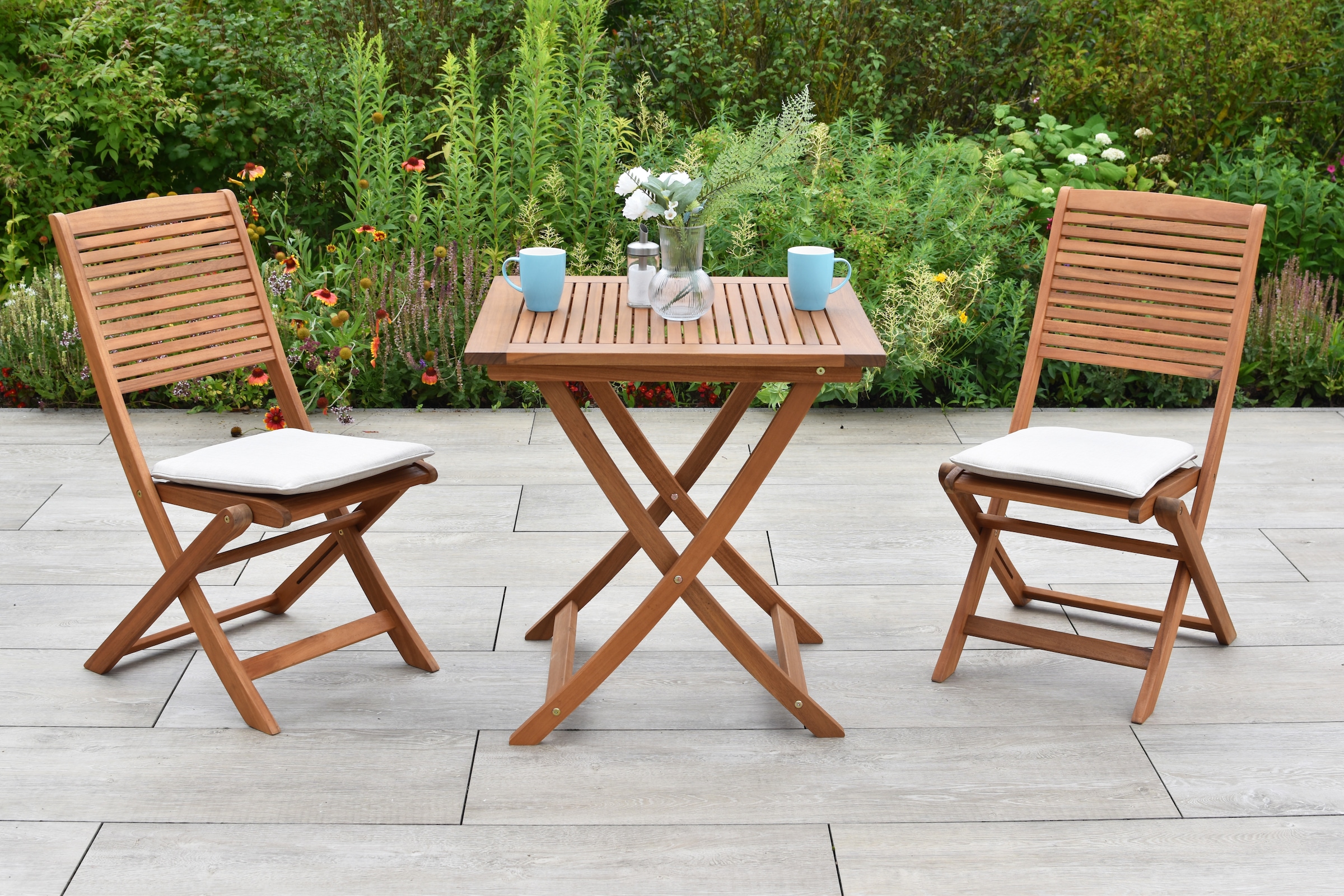 MERXX Balkonset »Bali« Set, 5 tlg. inkl. 2 Klappstühle, 2 Sitzkissen, 1 Klapptisch