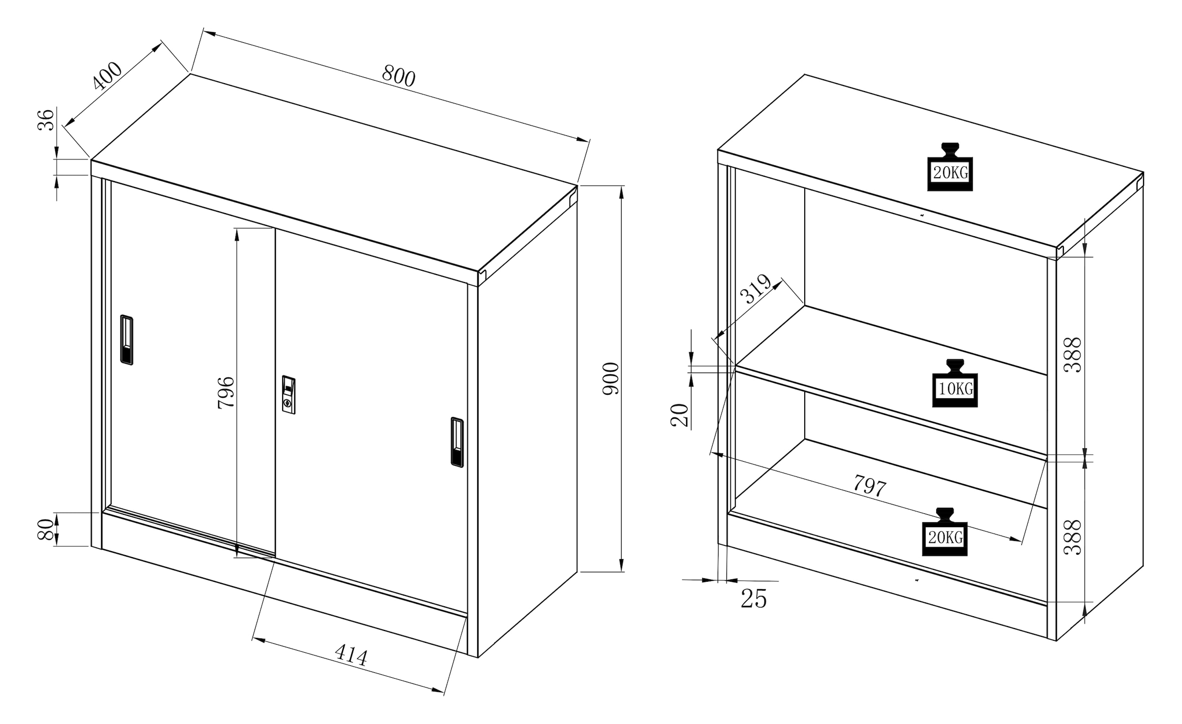 VCM Aktenschrank »Büroschrank Stahlschrank abschließbar Malivo 2fach« 1 Stk. tlg.