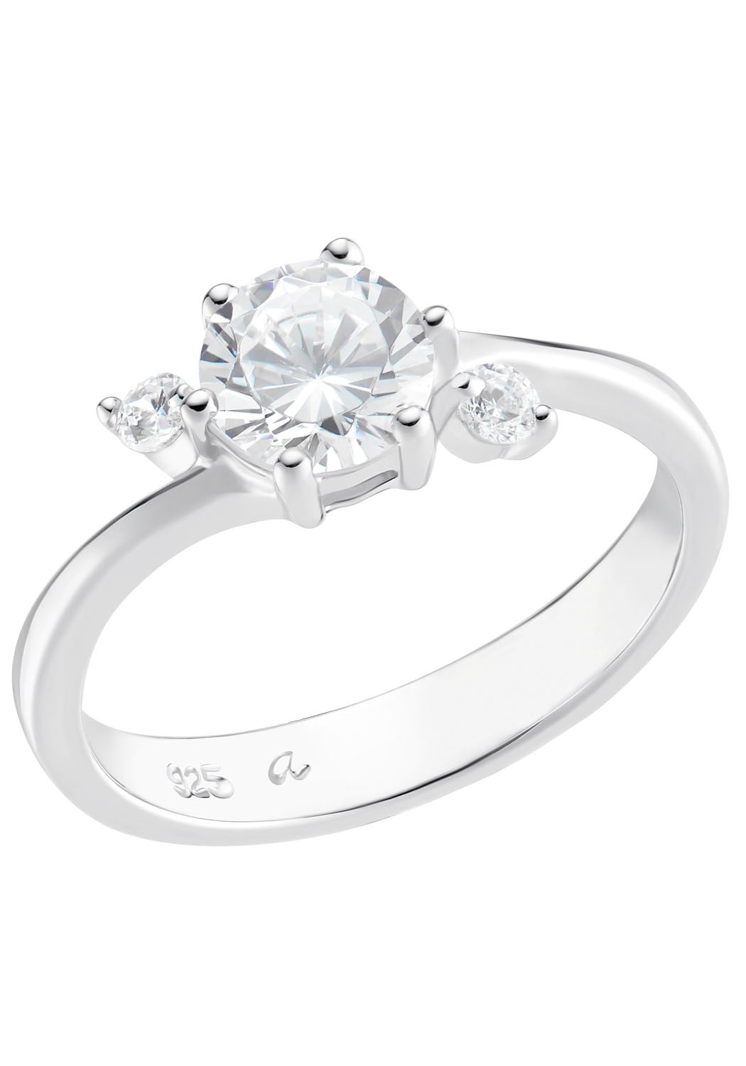 AMOR Damen Fingerring "Shining Classic", 52, Silber 925 (Sterlingsilber), 3,1mm, silber, Silber 925 (Sterlingsilber), Fingerringe, mit Zirkonia