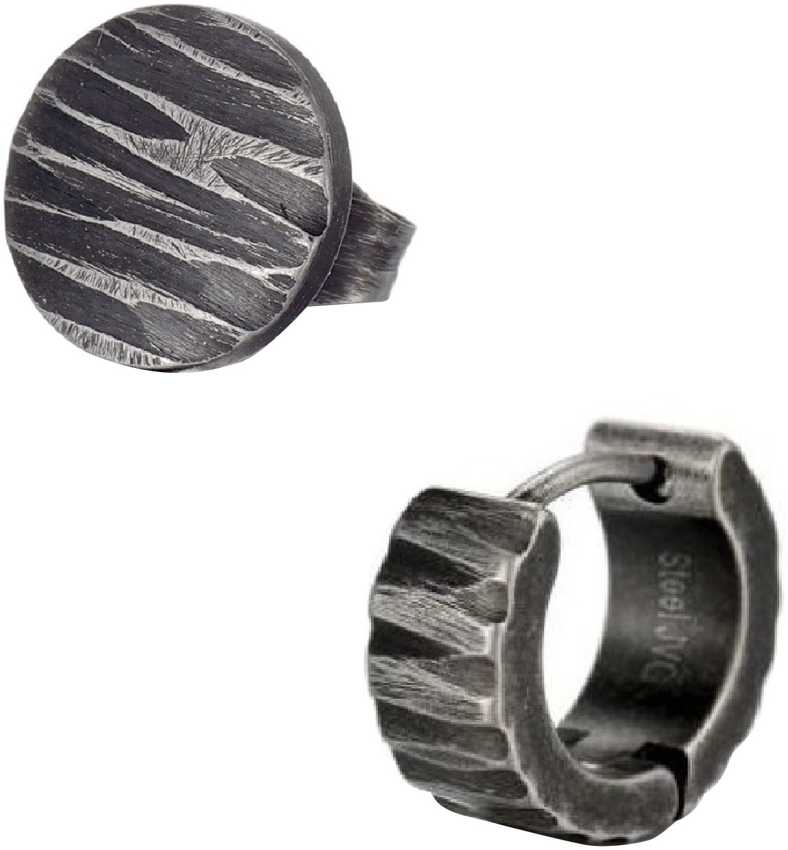 FIRETTI Damen Ohrring-Set "Multipack Schmuck Geschenk Edelstahl Ohrschmuck Ohrringe Crag Fels", Edelstahl, schwarz, Edelstahl, Ohrringe