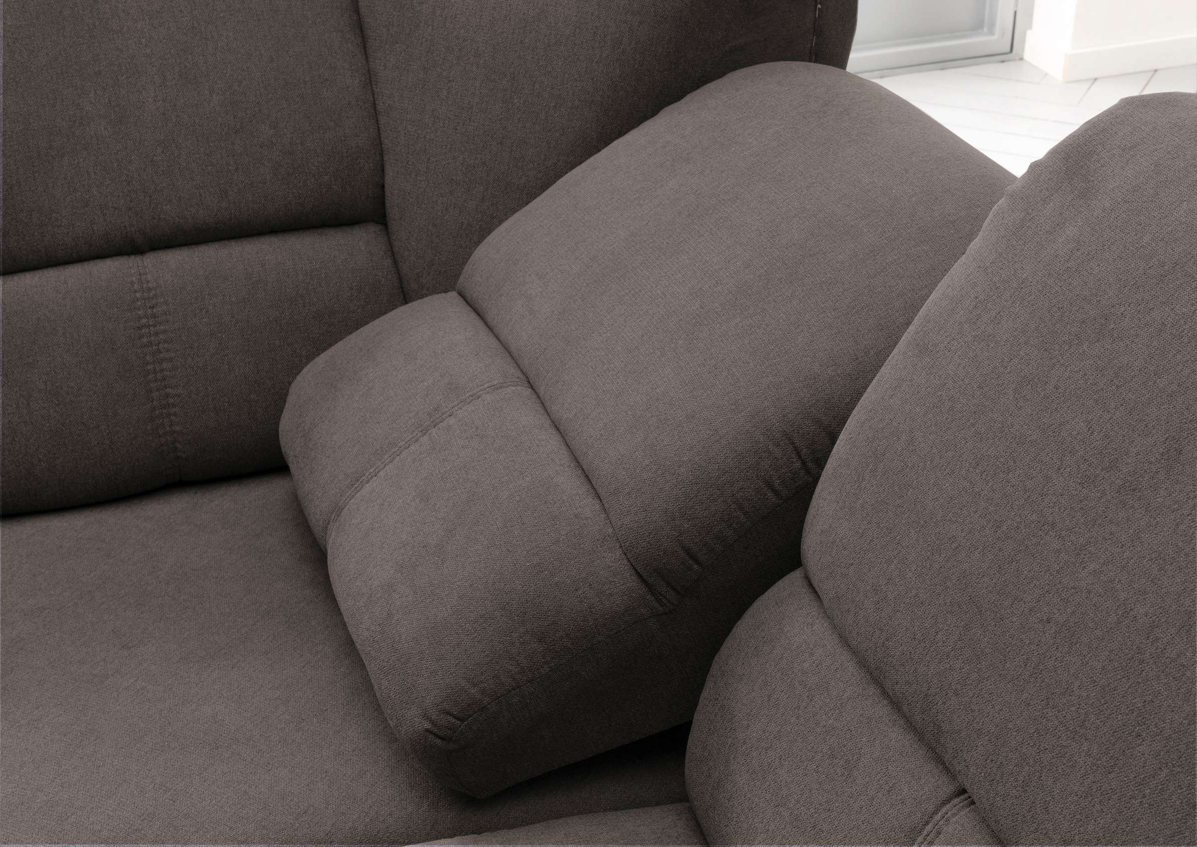 Home affaire Ecksofa »Pisa L-Form, mit Schlaffunktion, Stauraum, 2x höhenverstellbare«, Kopfstützen und Relaxfunktion im Eckelement