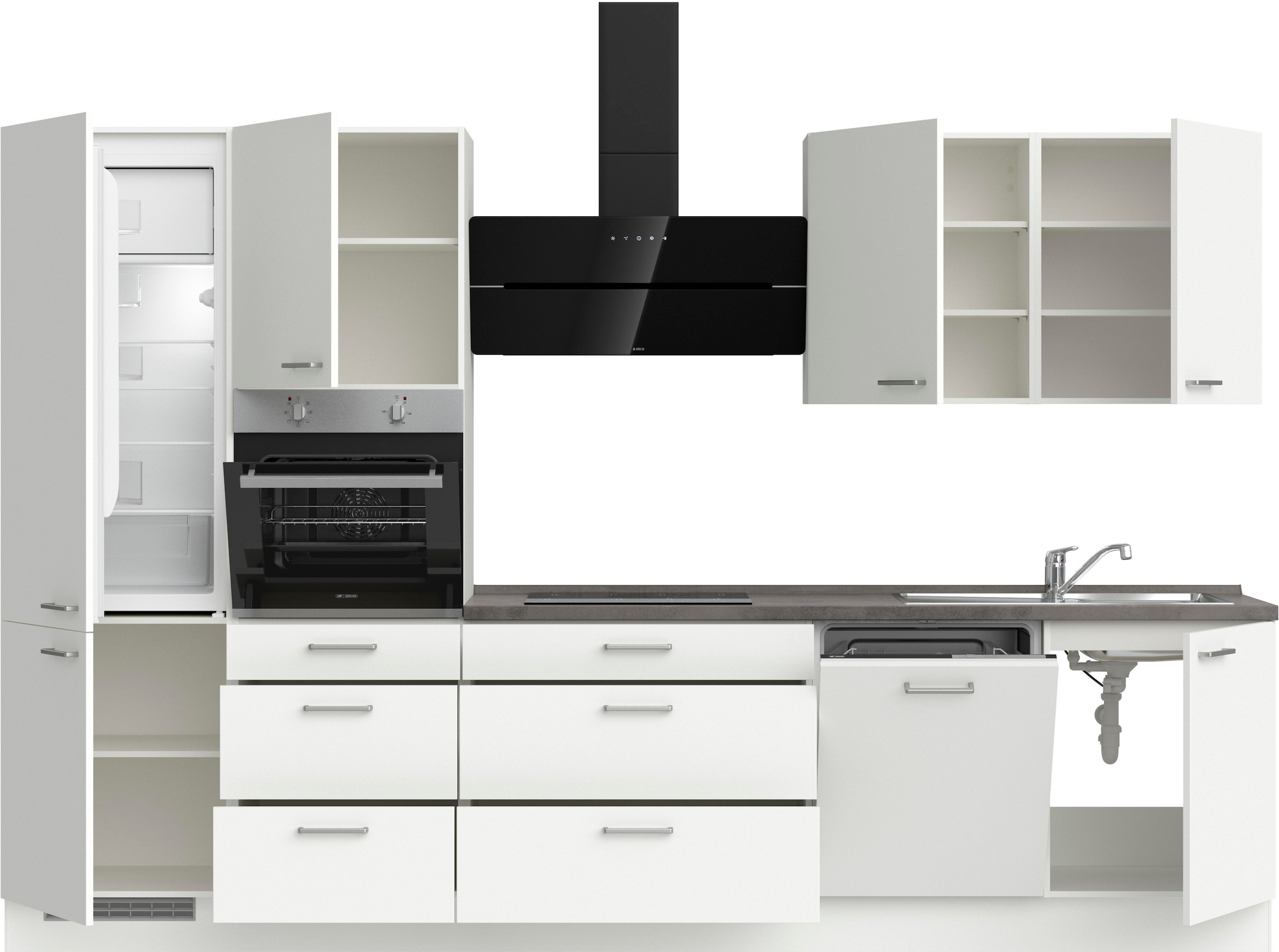 nobilia® Küchenzeile »"Touch II"«, vormontiert, Ausrichtung wählbar, Breite 330 cm, wahlw. mit E-Geräten