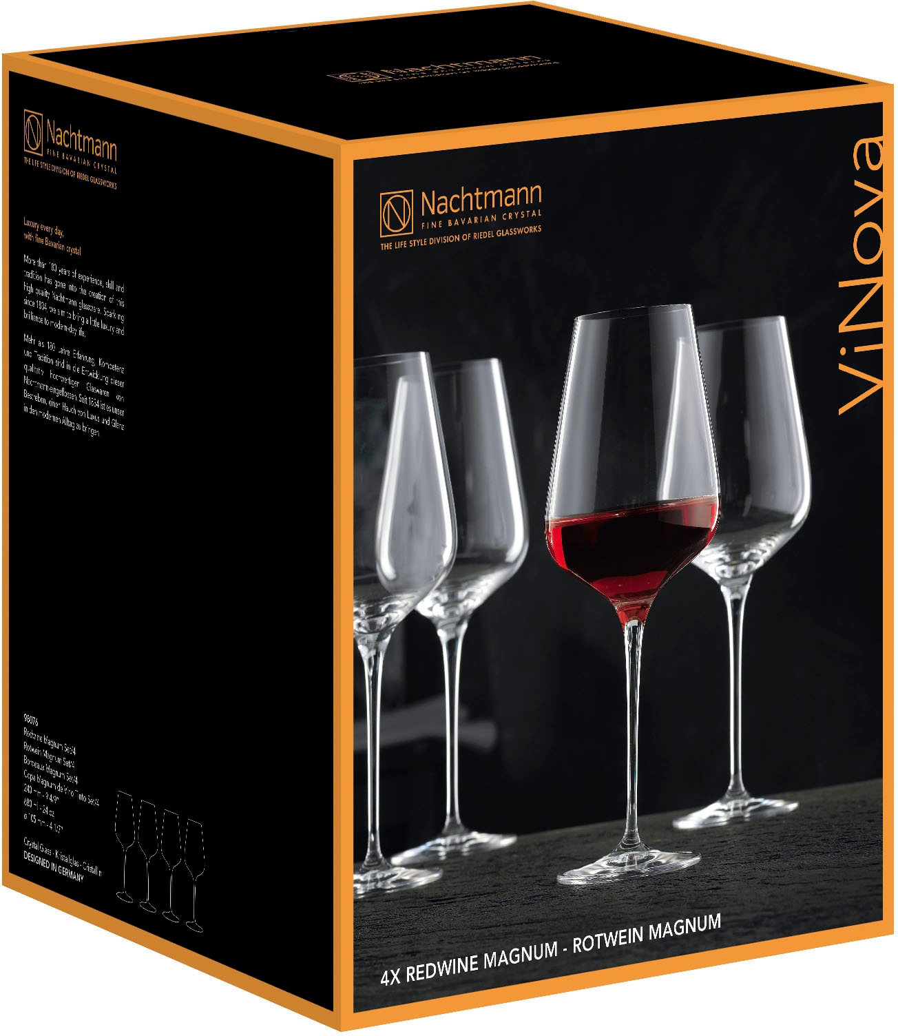 Nachtmann Rotweinglas »ViNova«, (Set, 4 tlg., Set bestehend aus 4 Gläsern), 680 ml, 4-teilig, Made in Germany