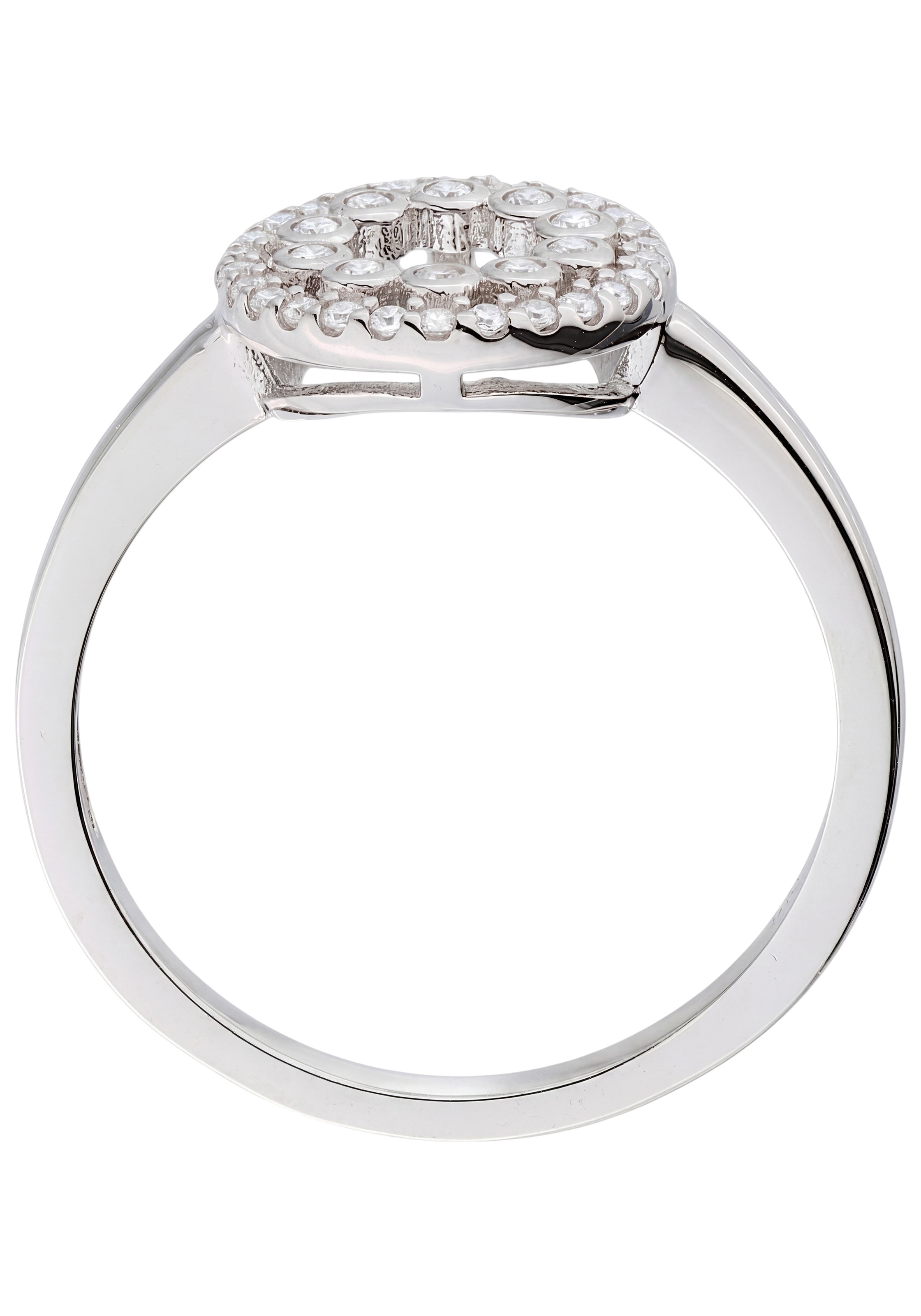 JOBO Silberring »Kreis Ring« 925 Silber rhodiniert mit 36 Zirkonia