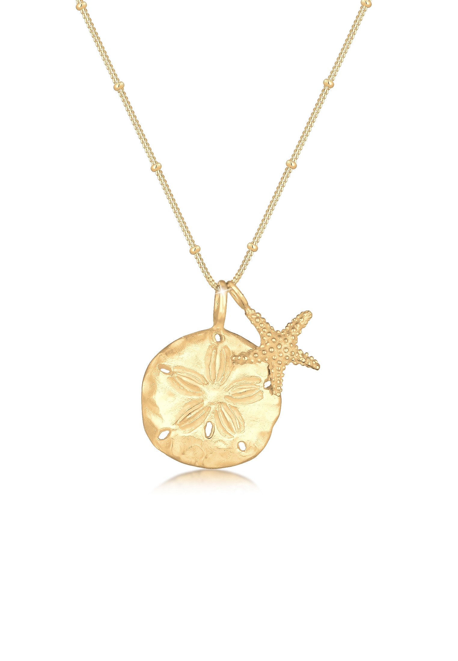 Kette mit Anhänger ELLI "Blume Seestern Maritim 925 Sterling Silber" Gr. 45, gold, Halsketten, Damen, 45, ohne Stein, Silber 925 (Sterlingsilber), L: 45